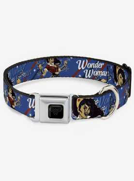 DC Comics Justice League Wonder Woman Bombshell Seatbelt Buckle Dog Collar, , hi-res