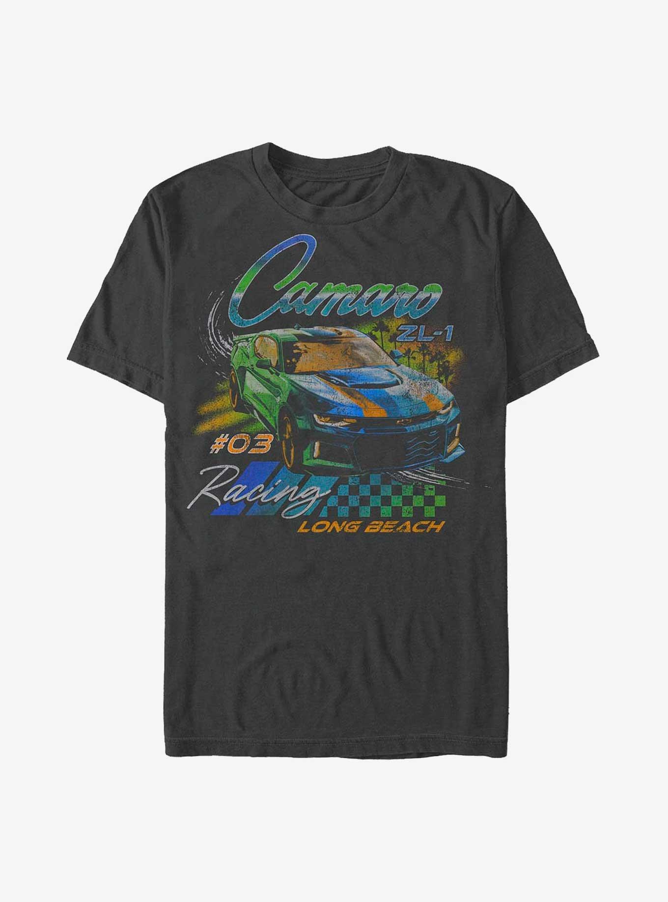 General Motors Camaro Racing Long Beach T-Shirt, CHARCOAL, hi-res