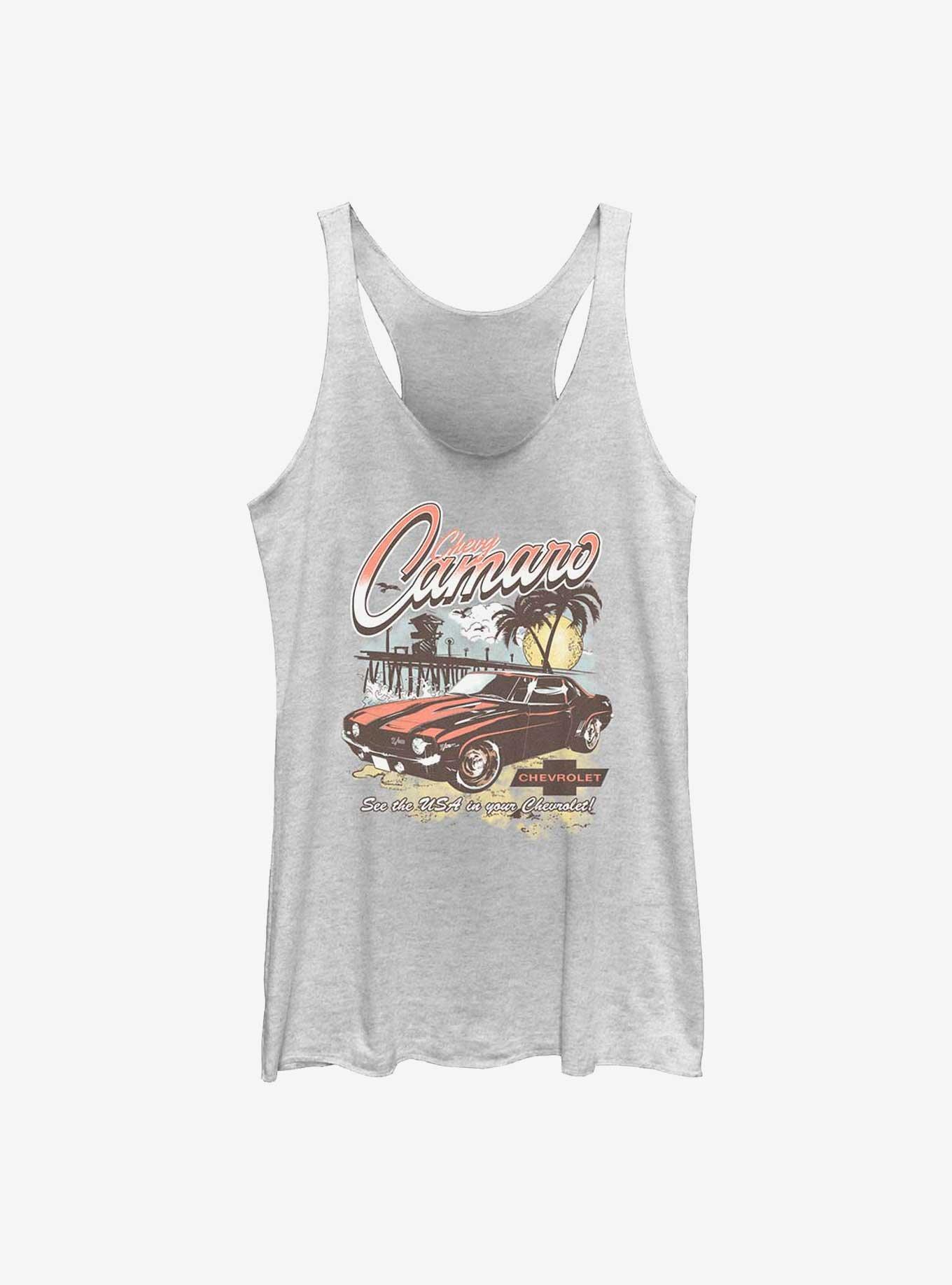 General Motors Camaro See The Usa In Your Chevy Raw Edge Girls Tank, , hi-res
