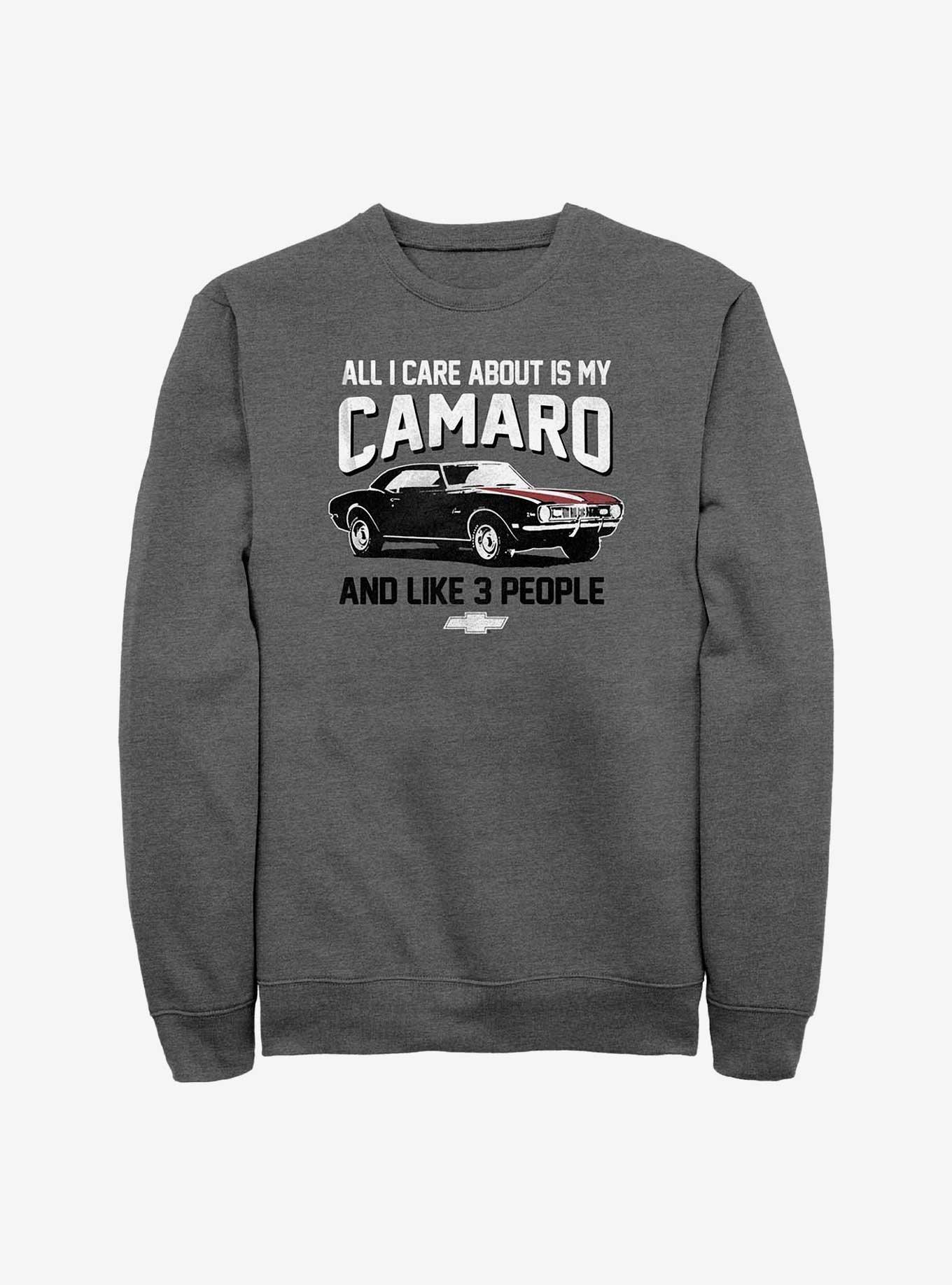 General Motors Chevrolet All I Care About Is My Camaro Sweatshirt, CHAR HTR, hi-res