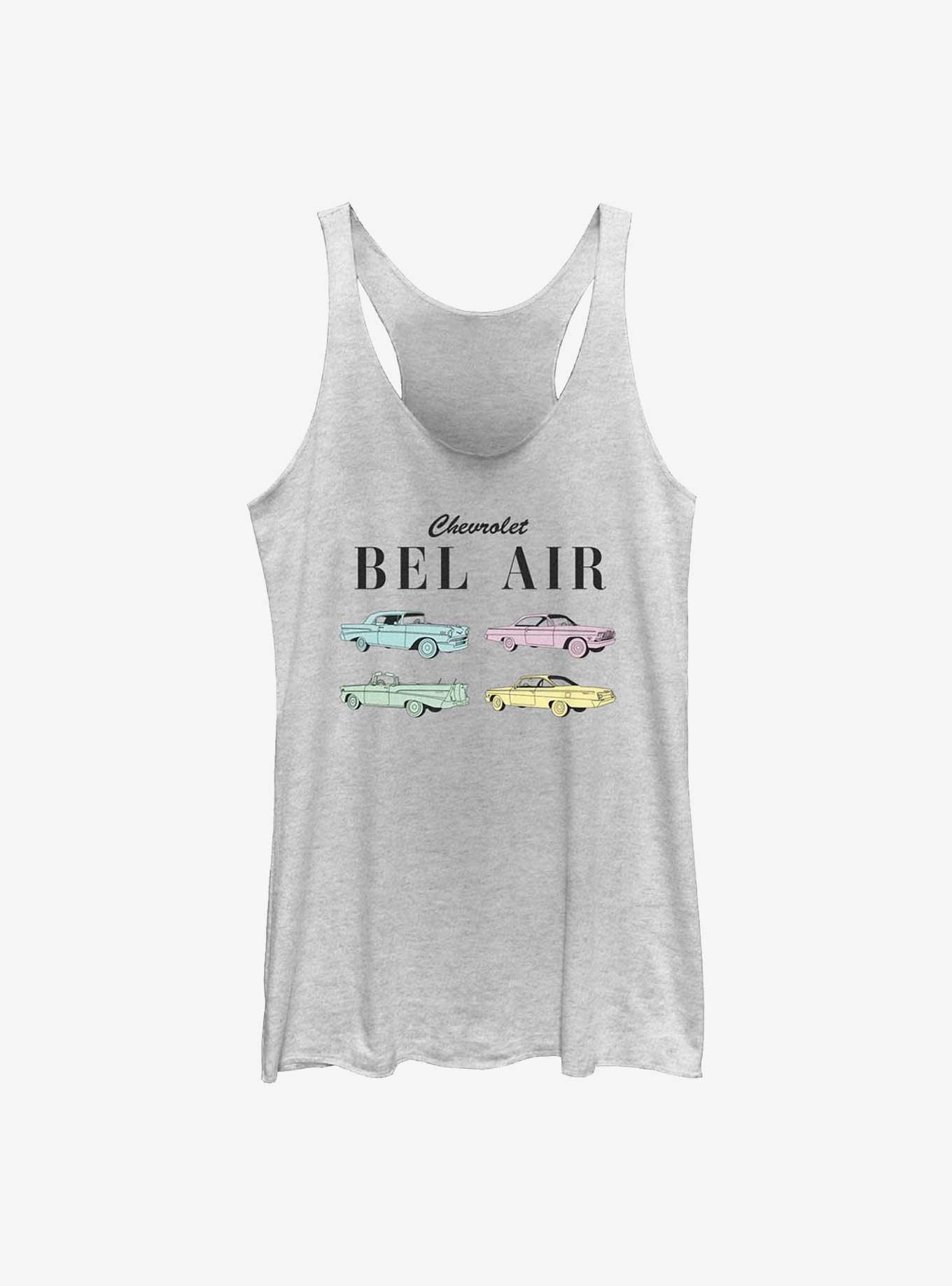 General Motors Chevrolet Bel Air Stack Raw Edge Girls Tank, WHITE HTR, hi-res