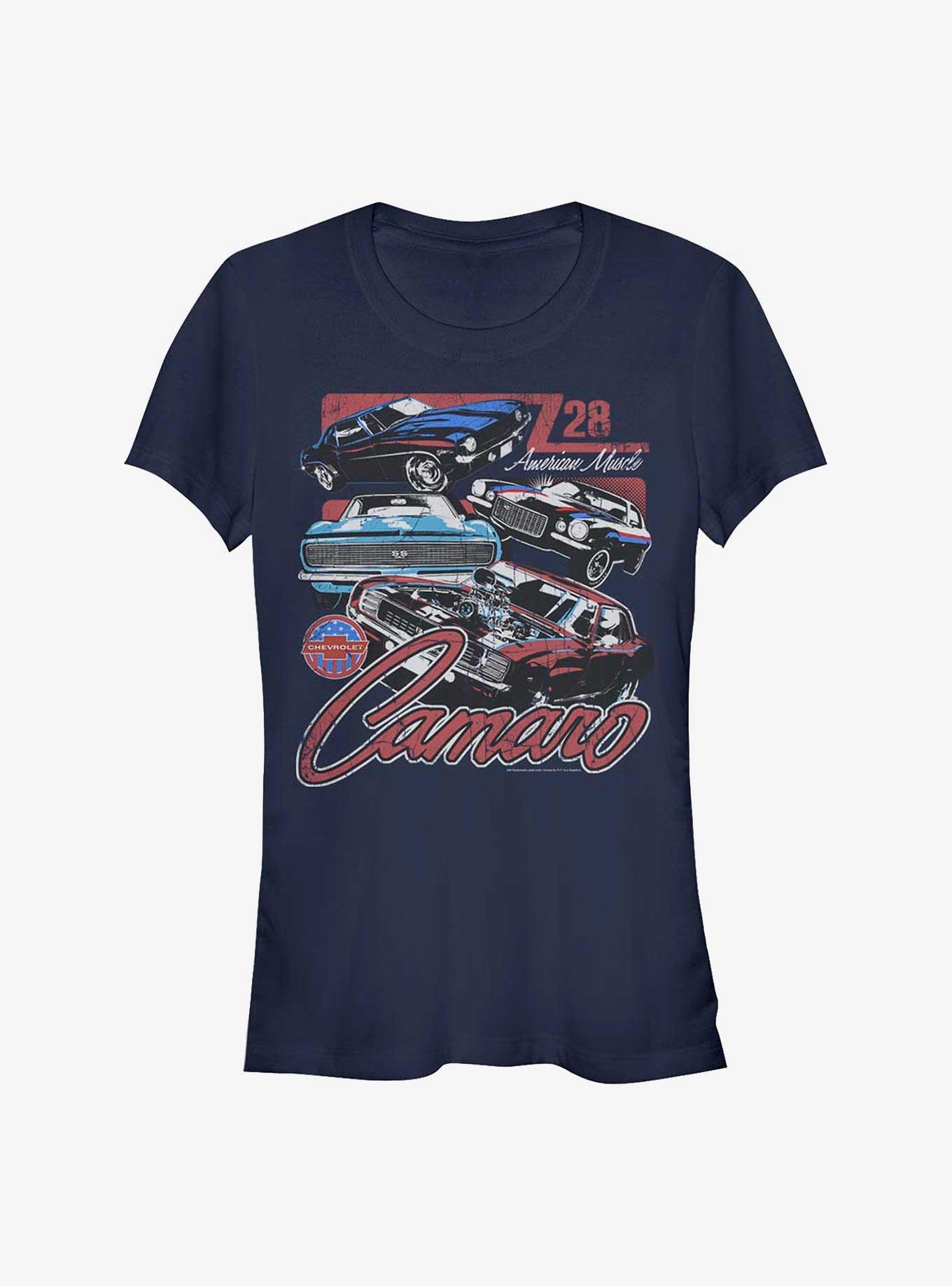 General Motors Chevrolet Camaro American Muscle Girls T-Shirt, NAVY, hi-res