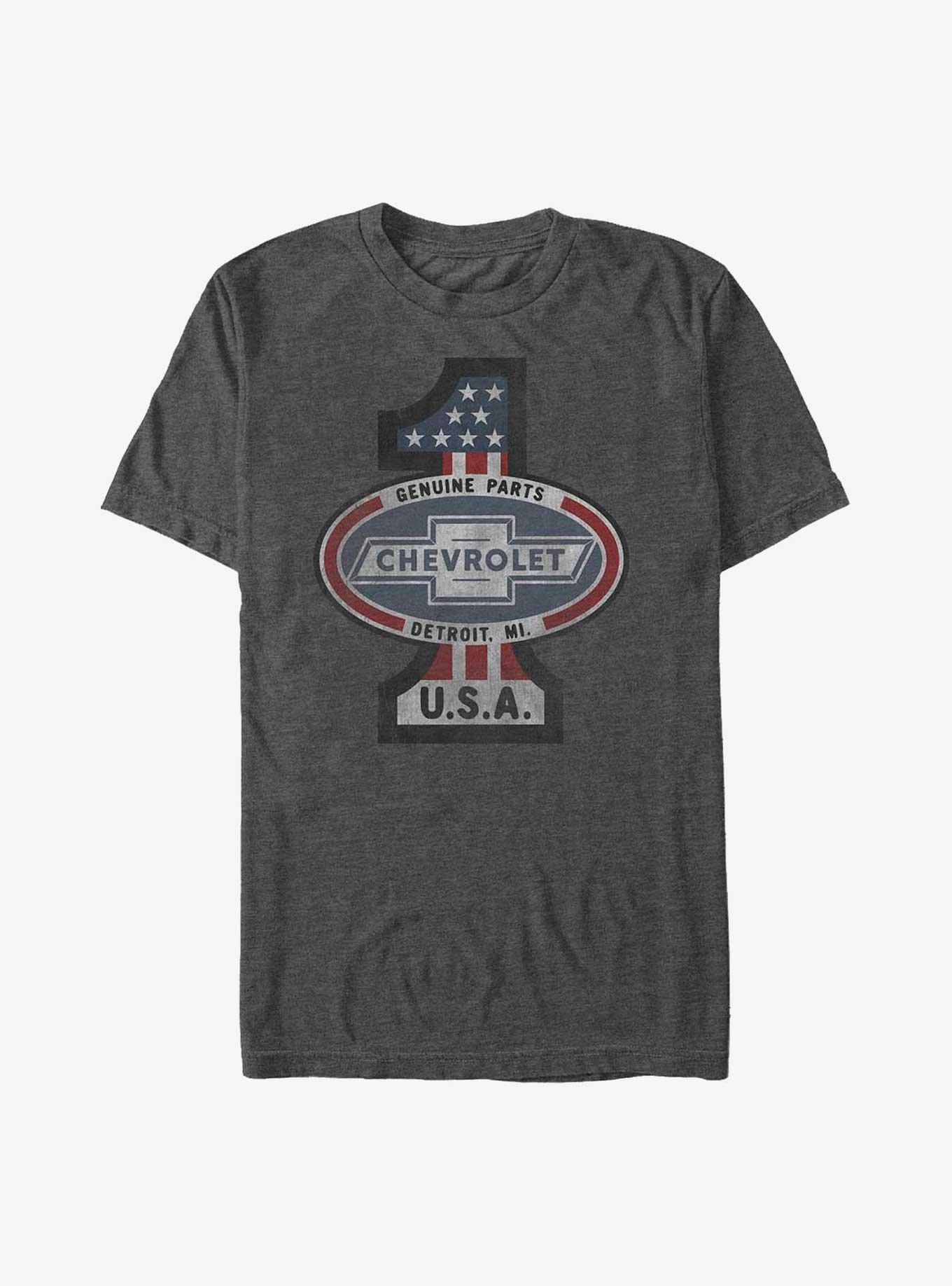 General Motors Chevrolet Genuine Parts Usa No 1 T-Shirt, CHAR HTR, hi-res