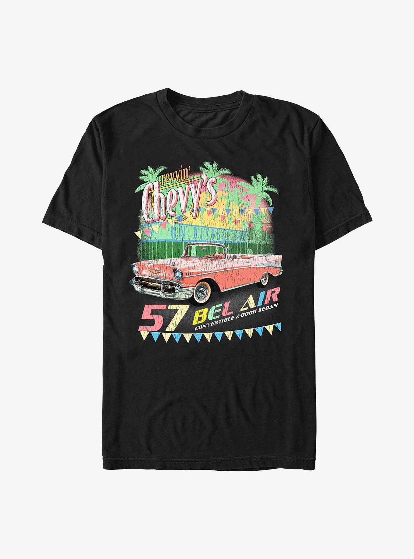 General Motors Revvin Chevys 57 Bel Air Cnvrtbl 2Dr Sdn T-Shirt, BLACK, hi-res