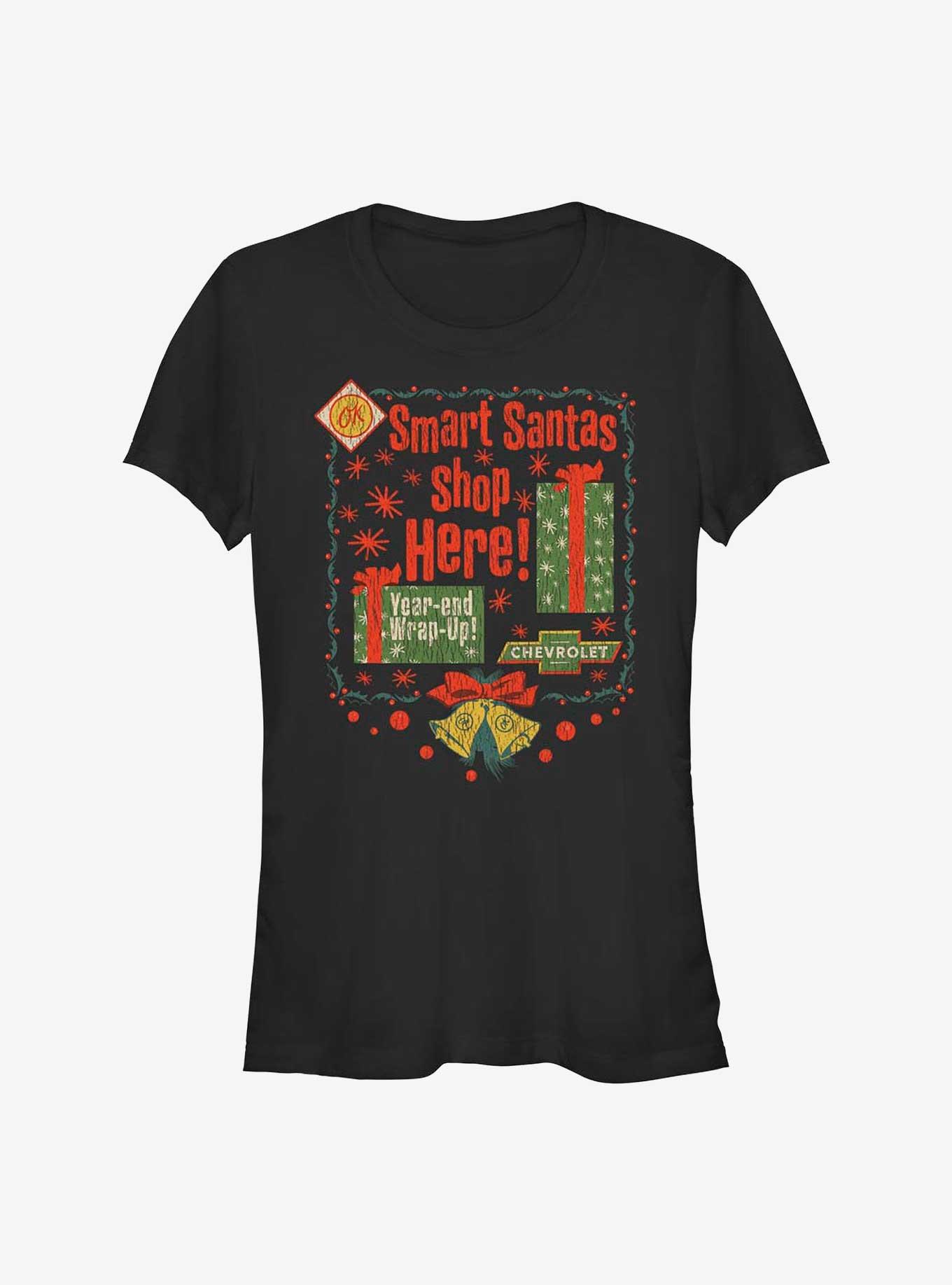 General Motors Smart Santas Shop Here Girls T-Shirt, BLACK, hi-res