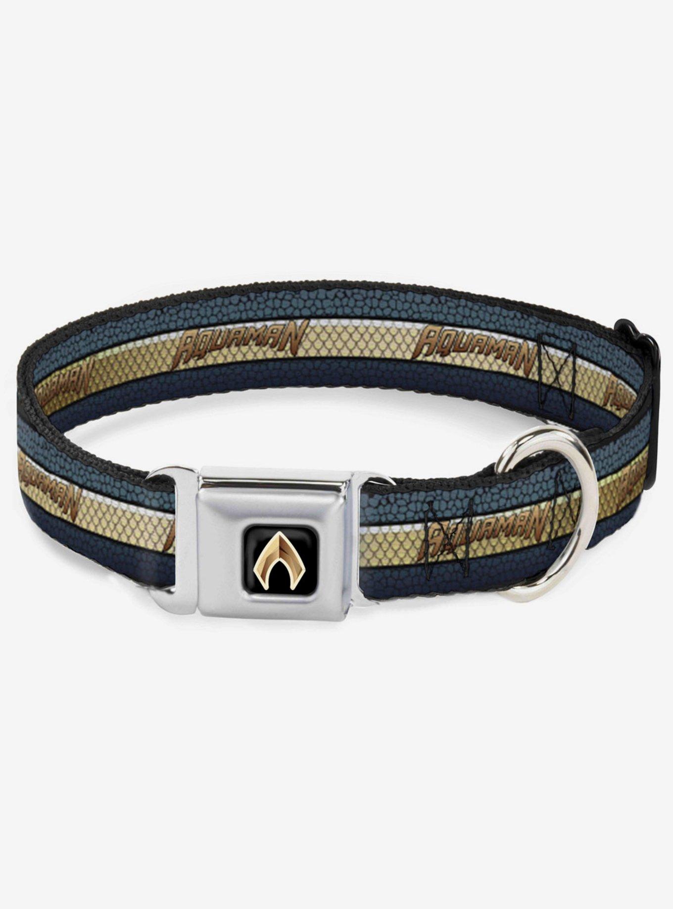 DC Comics Justice League Aquaman Scales Stripe Seatbelt Buckle Dog Collar, , hi-res