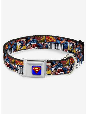 DC Comics Justice League Superman Action Blocks White Seatbelt Buckle Dog Collar, , hi-res