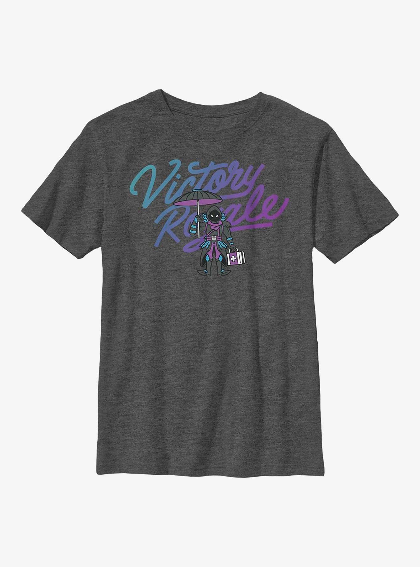 Fortnite Victory Royale Raven Float On Youth T-Shirt, CHAR HTR, hi-res