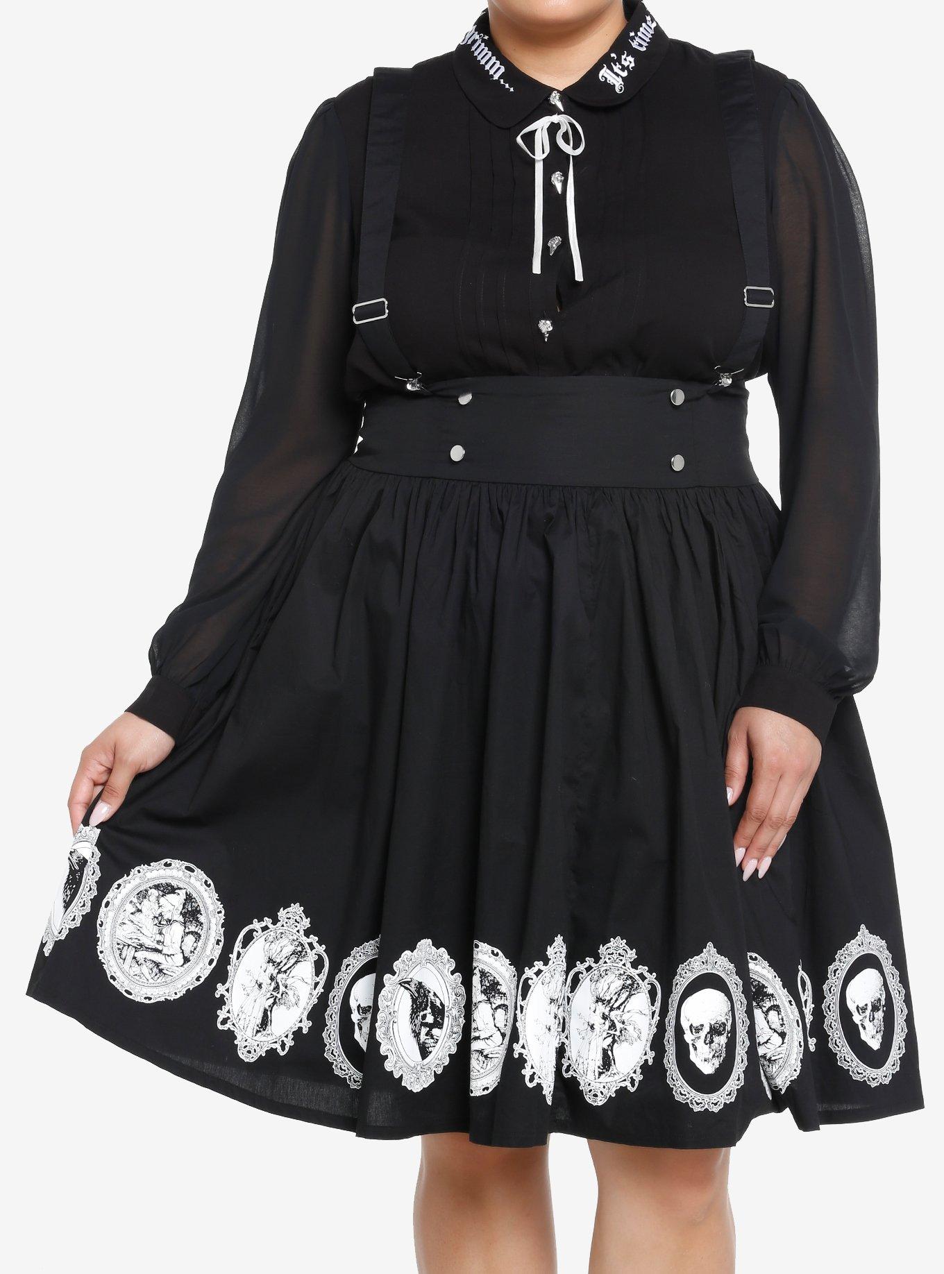 Thorn & Fable Grimm Fairy Tales Suspender Skirt Plus Size, BLACK, hi-res