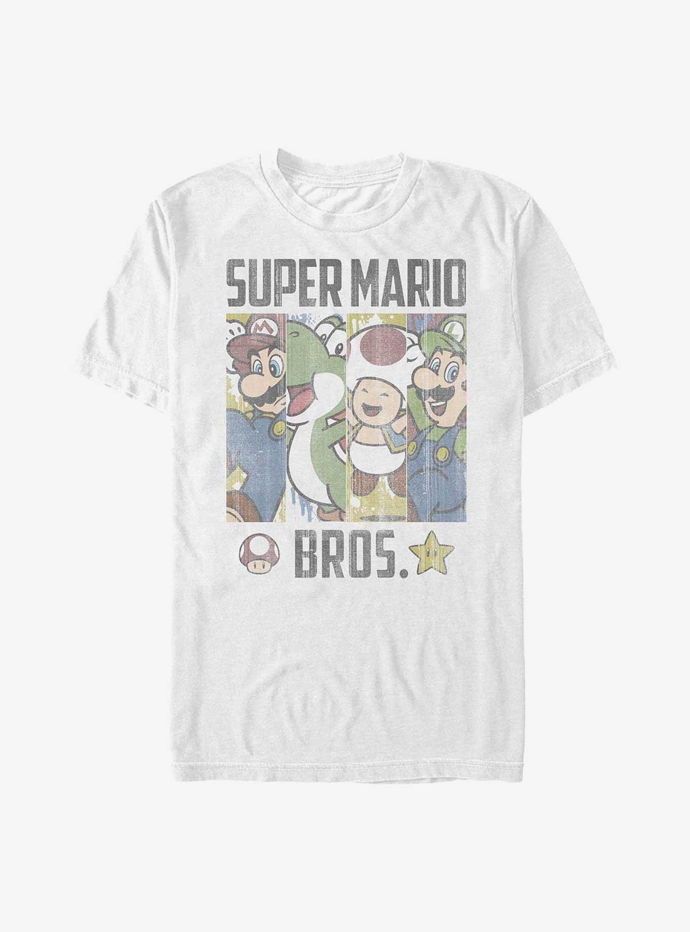 Nintendo Mario Distressed Bros T-Shirt, WHITE, hi-res