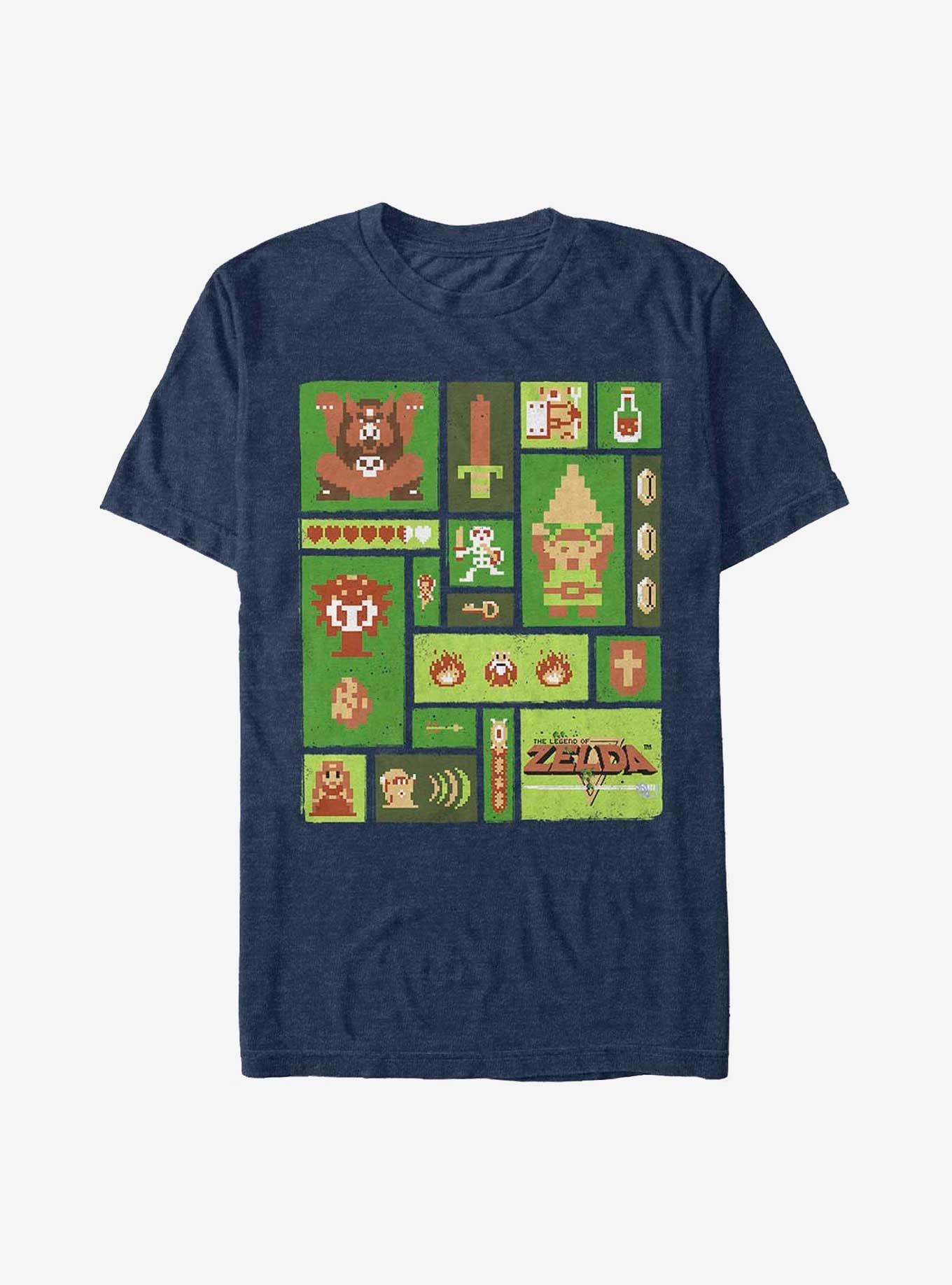 The Legend of Zelda Pixel Collage T-Shirt, NAVY, hi-res