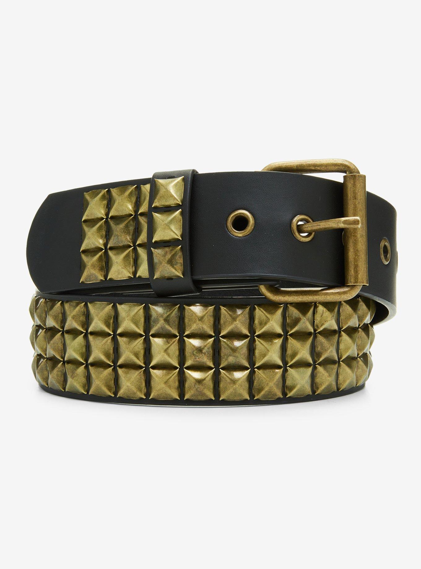 Three Row Pyramid Stud Belt Plus Size