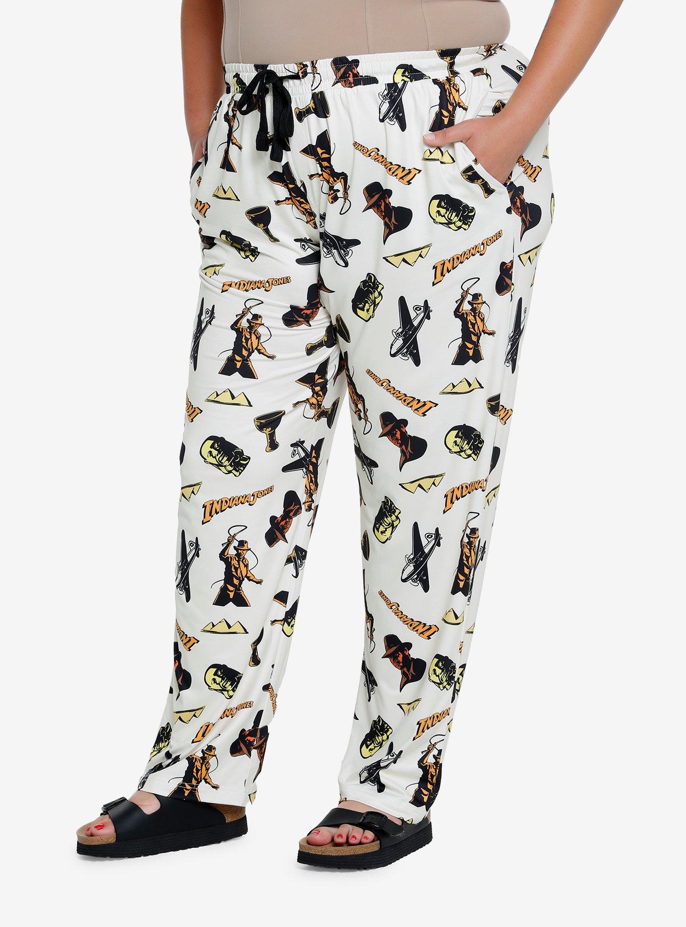 Indiana Jones Icons Allover Print Plus Size Sleep Pants - Boxlunch Exclusive, BEIGE, hi-res