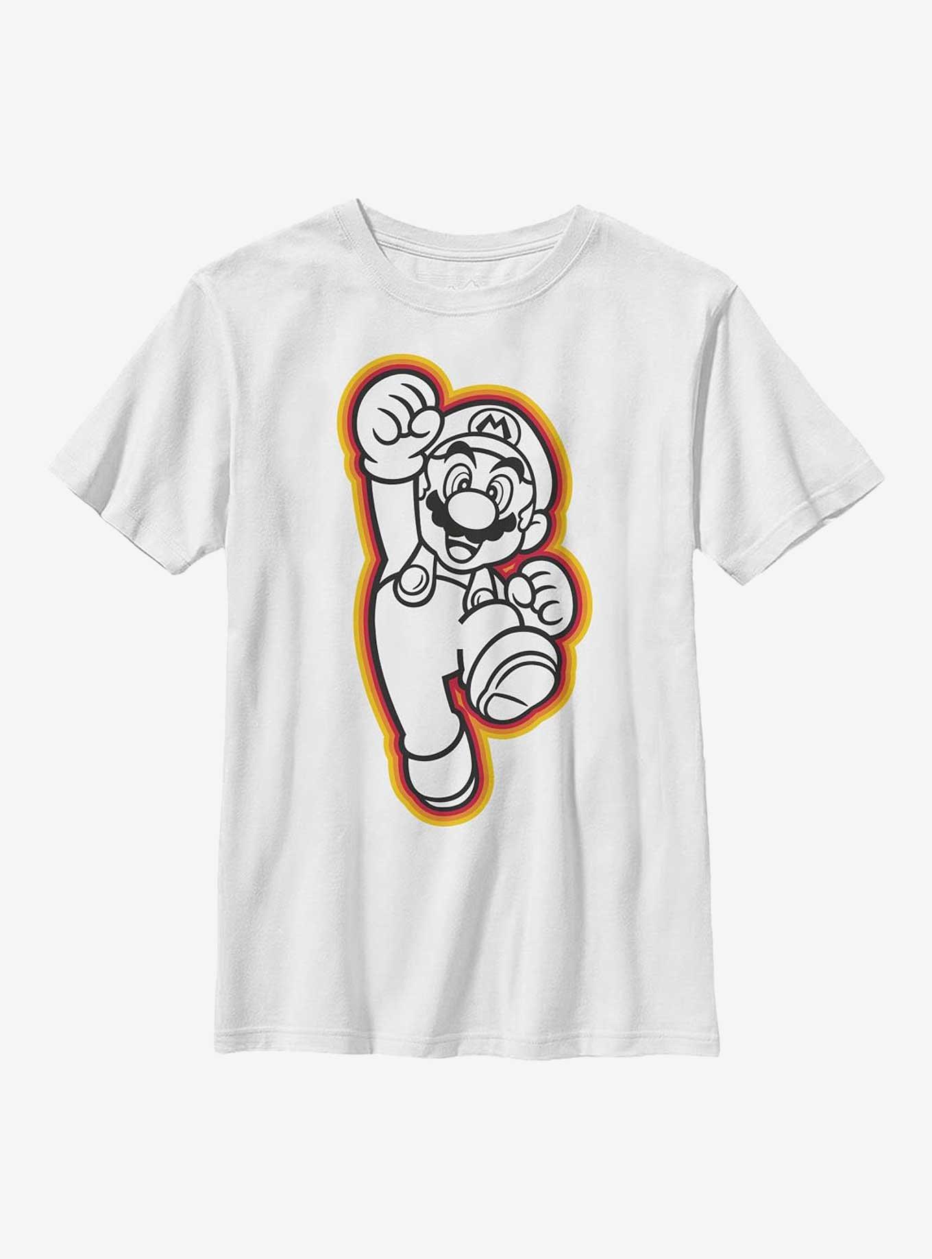 Nintendo Mario Jump Outline Youth T-Shirt, WHITE, hi-res