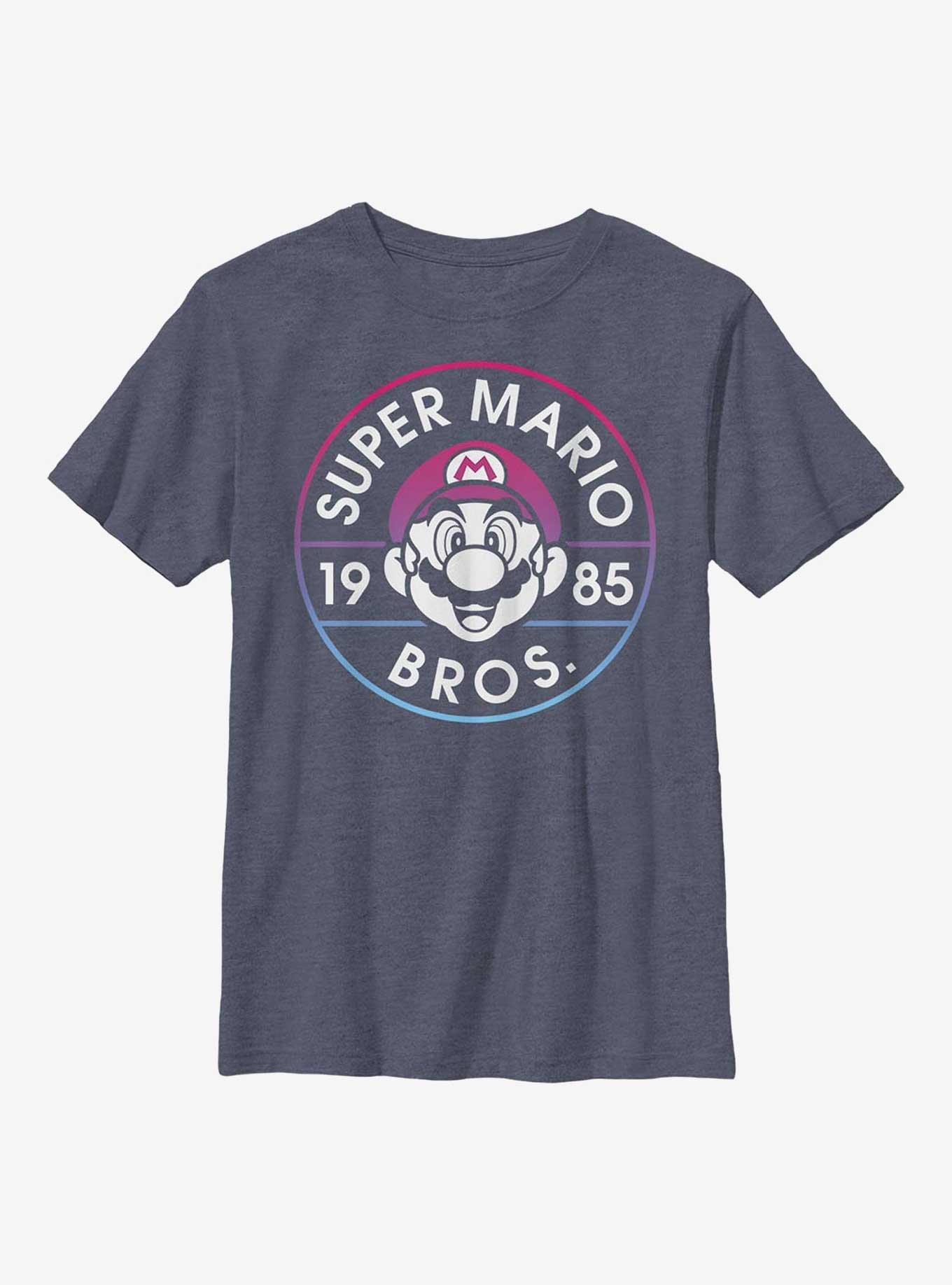 Nintendo Mario Mario Badge Youth T-Shirt, NAVY HTR, hi-res