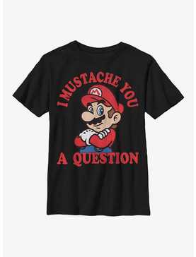 Nintendo Mario I Mustache Ask You A Question Youth T-Shirt, , hi-res
