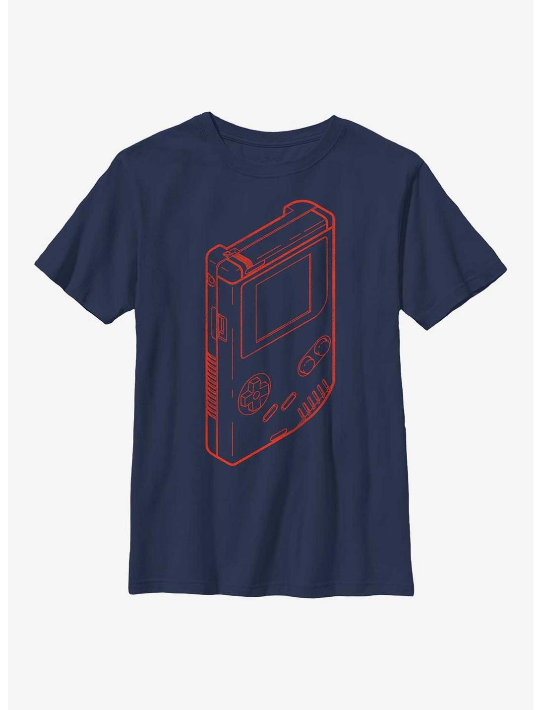Nintendo Game Boy Outline Youth T-Shirt, NAVY, hi-res