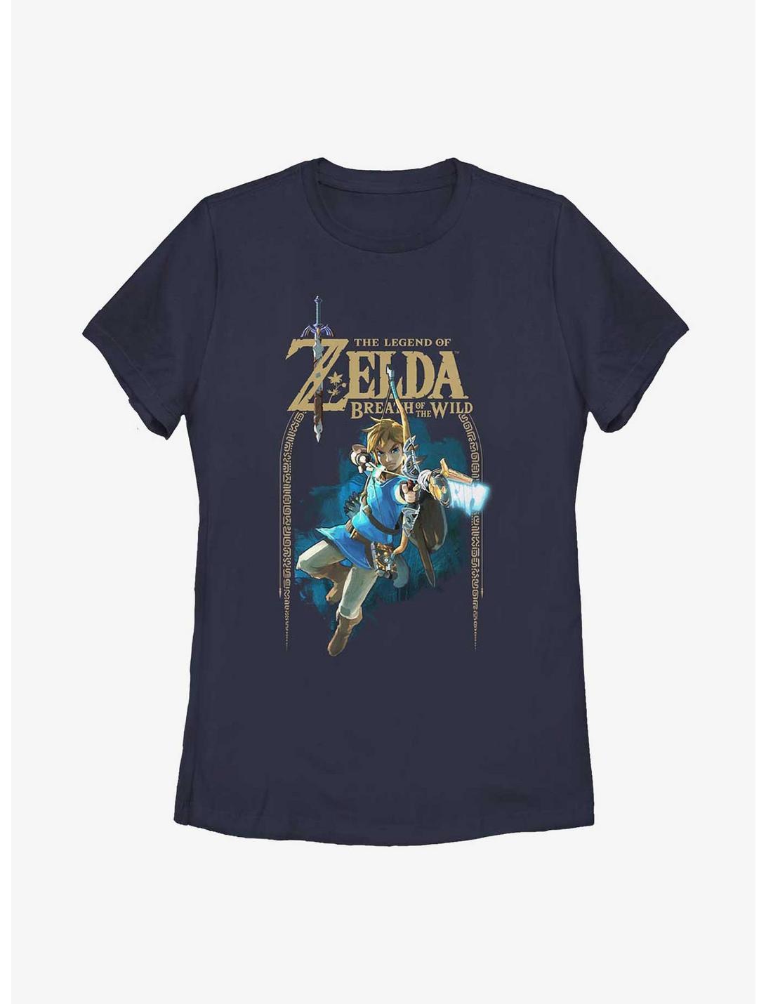 The Legend of Zelda: Breath of the Wild Link Bow Womens T-Shirt, NAVY, hi-res