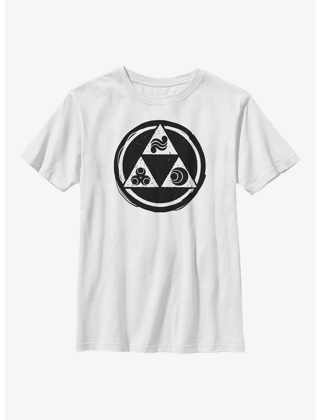 The Legend of Zelda Triforce Elements Logo Youth T-Shirt, WHITE, hi-res