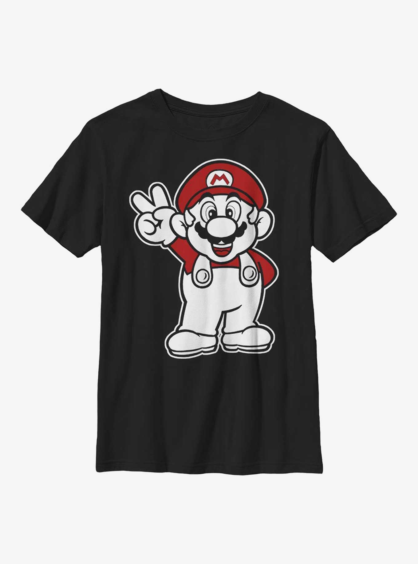 Nintendo Mario Peace Youth T-Shirt, BLACK, hi-res