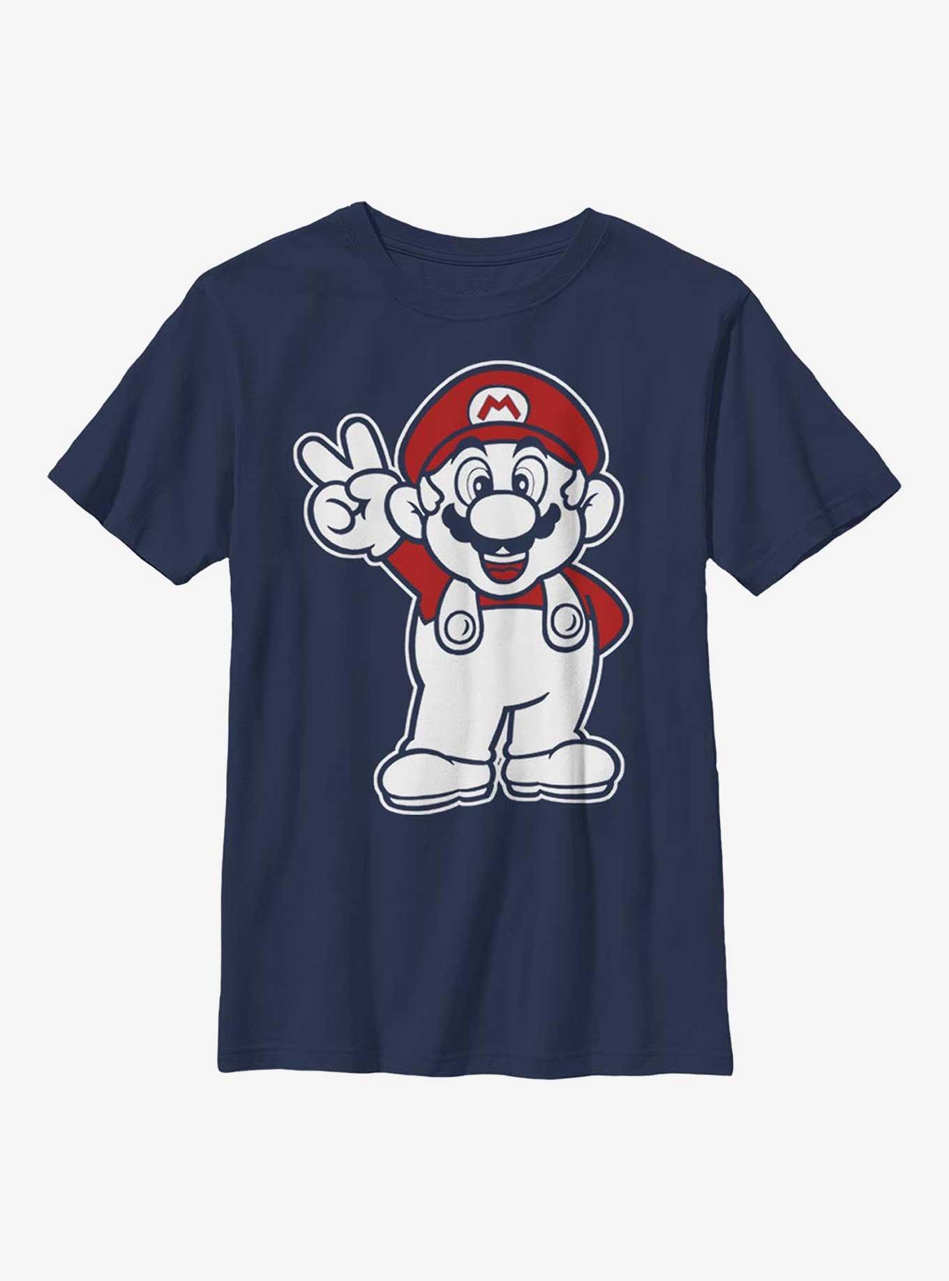 Nintendo Mario Peace Youth T-Shirt, NAVY, hi-res