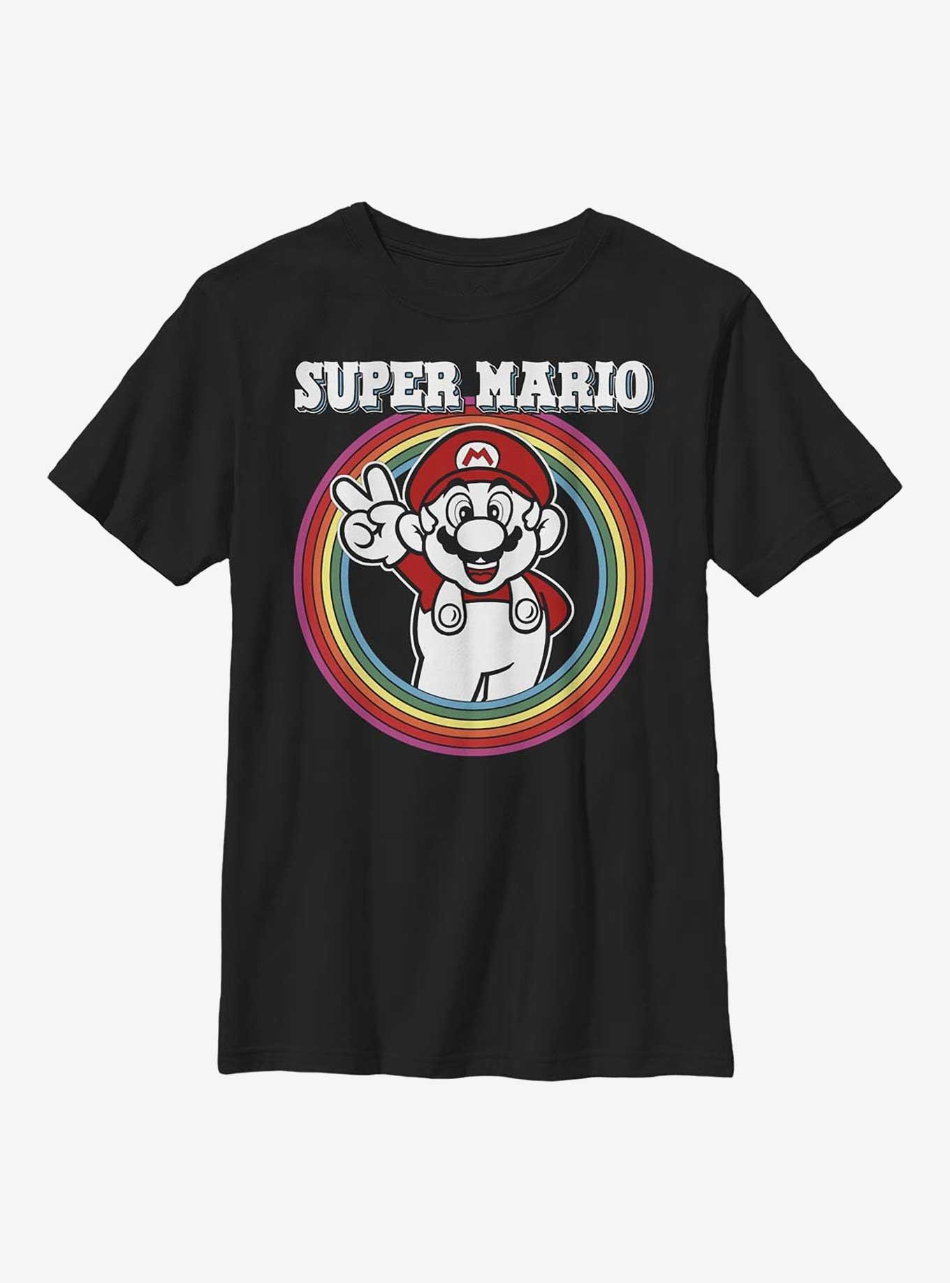 Nintendo Mario Rainbow Mario Youth T-Shirt, BLACK, hi-res