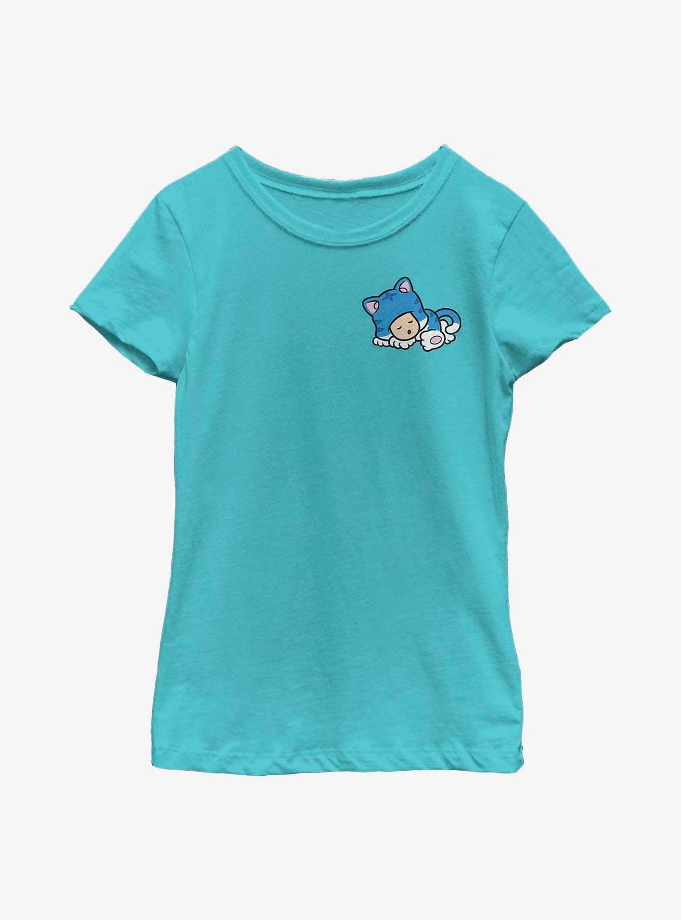 Nintendo Sleepy Blue Cat Youth Girls T-Shirt, , hi-res