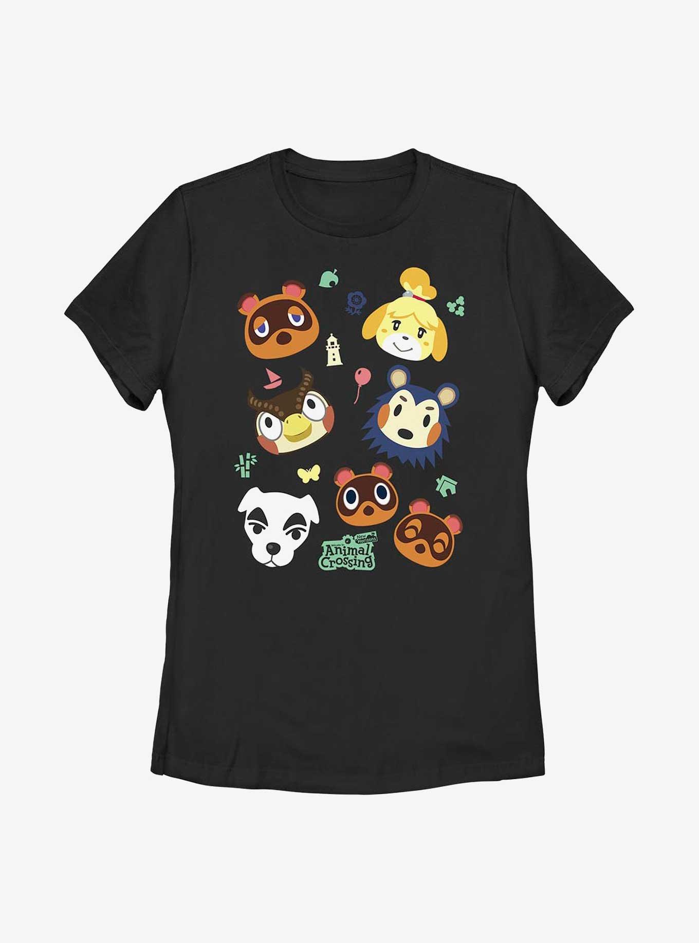 Nintendo Animal Crossing Faces Womens T-Shirt, BLACK, hi-res