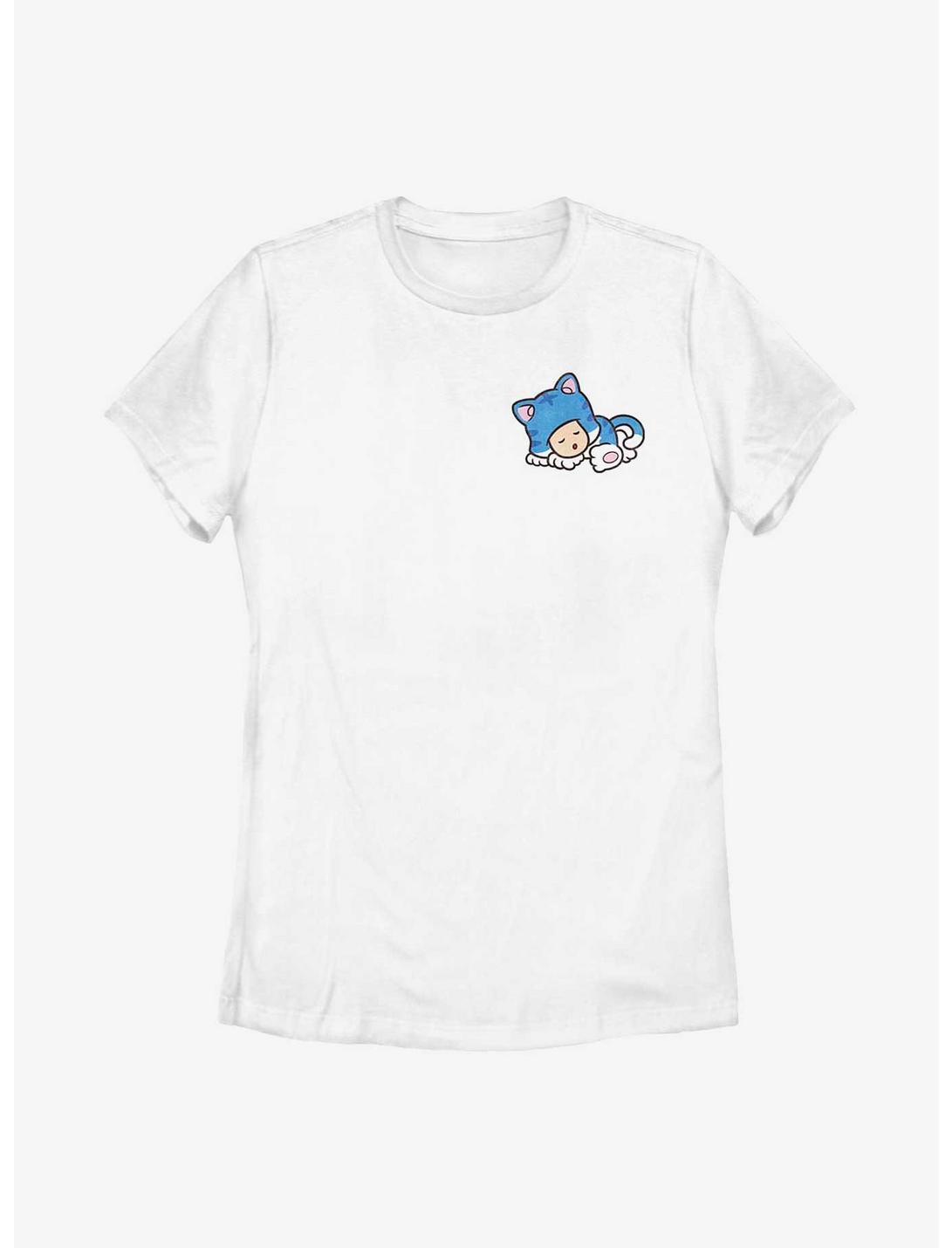 Nintendo Sleepy Blue Cat Womens T-Shirt, WHITE, hi-res