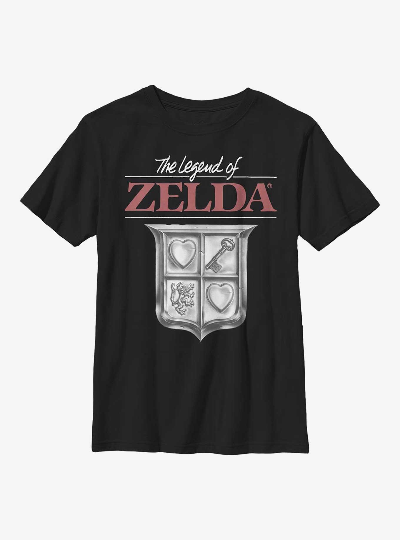 Nintendo Classic Zelda Shield Youth T-Shirt, BLACK, hi-res