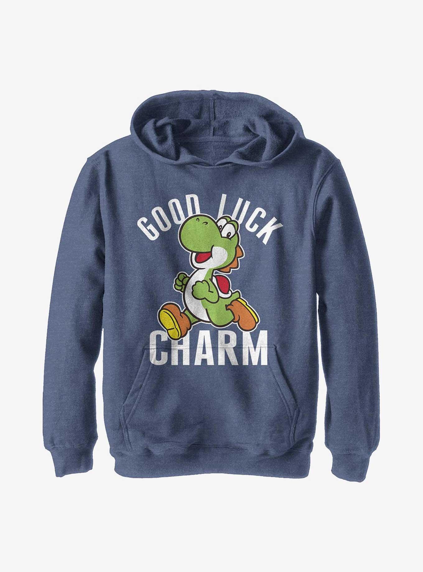 Nintendo Yoshi Good Luck Charm Youth Hoodie, NAVY HTR, hi-res