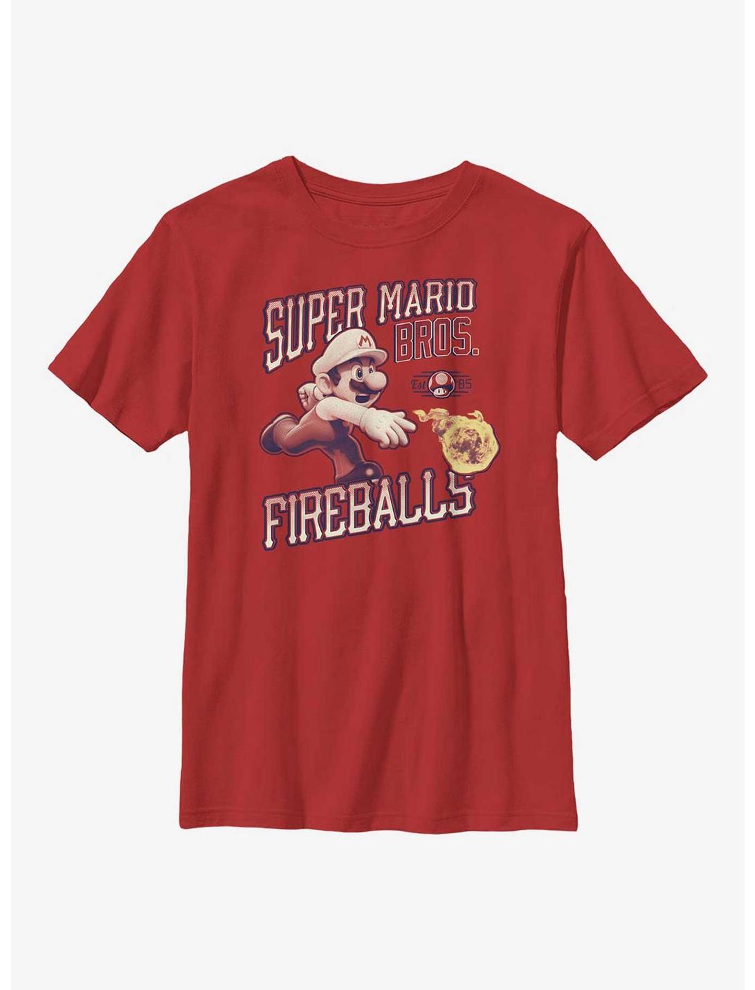 Nintendo Mario Fireballs Youth T-Shirt, RED, hi-res