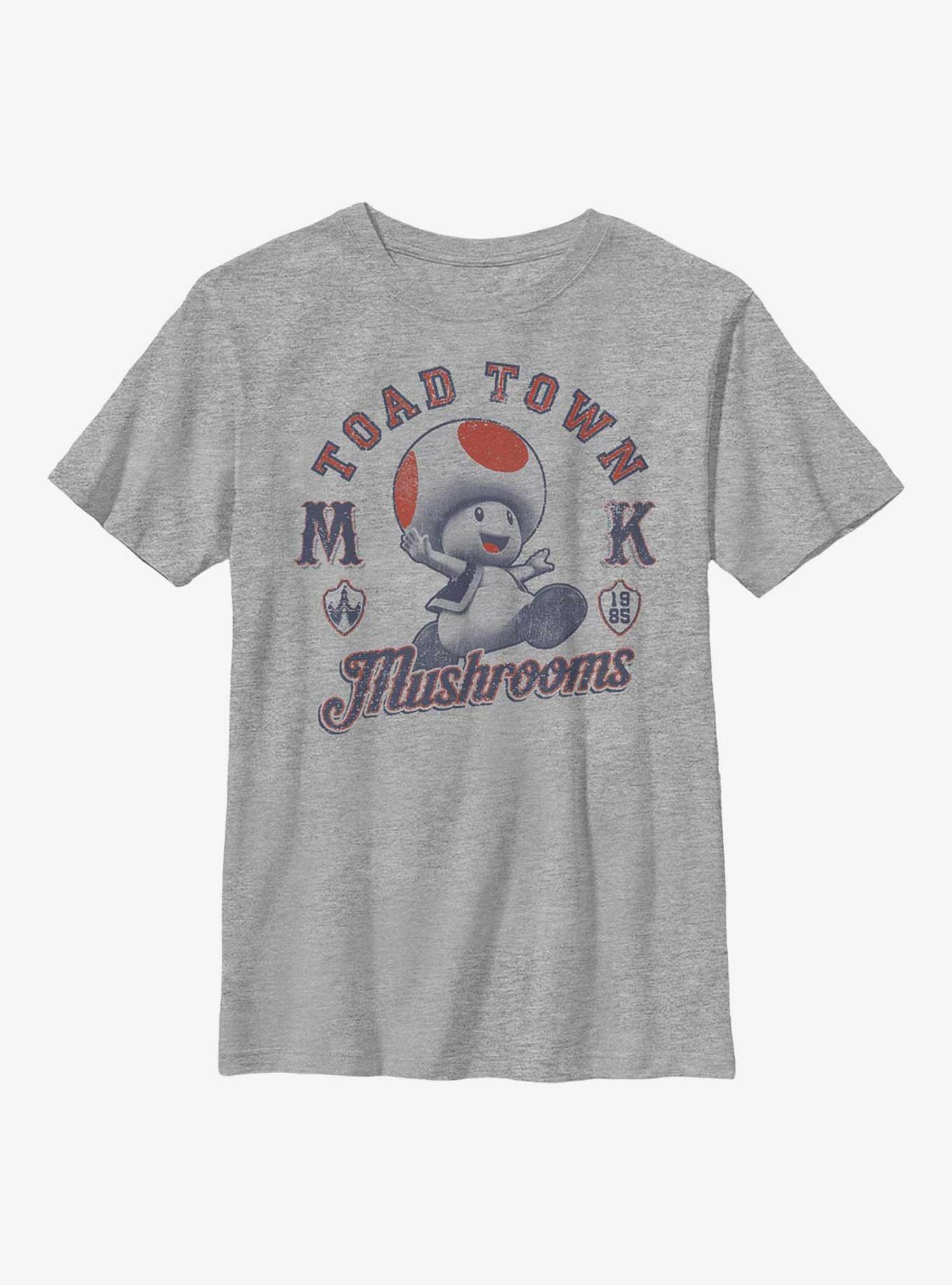 Nintendo Mario Toad Town Mushrooms Youth T-Shirt, ATH HTR, hi-res