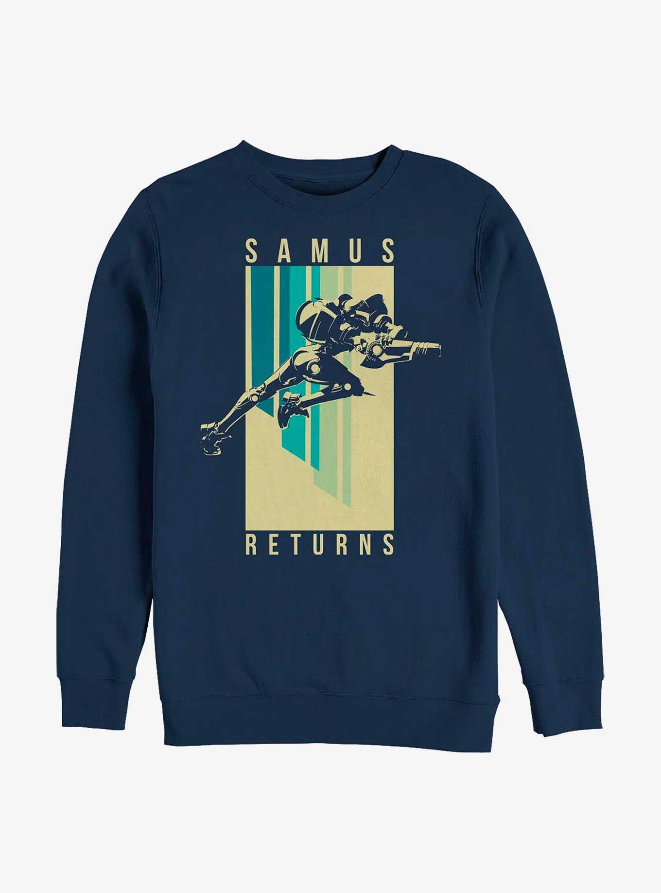 Nintendo Metroid Samus Returns Poster Sweatshirt, NAVY, hi-res