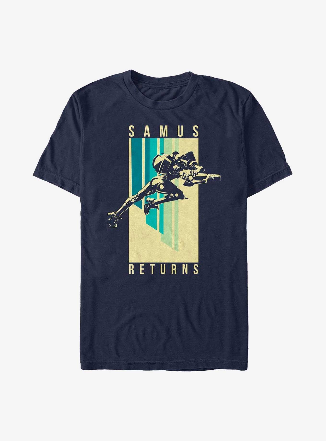 Nintendo Metroid Samus Returns Poster T-Shirt, NAVY, hi-res