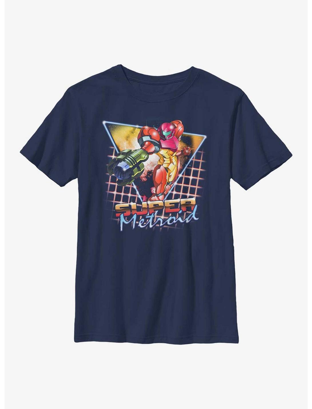 Nintendo Metroid Retro Super Metroid Youth T-Shirt, NAVY, hi-res
