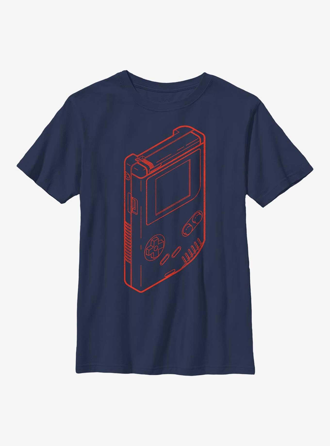 Nintendo Game Boy Outline Youth T-Shirt, NAVY, hi-res
