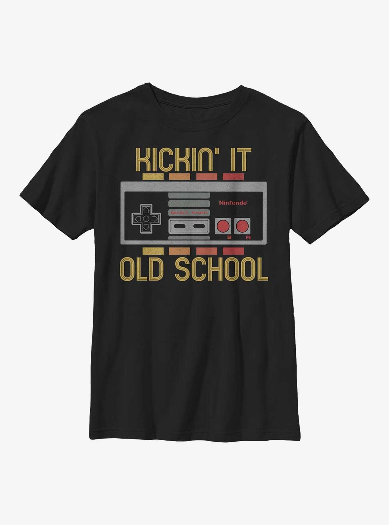 Nintendo Kickin' It Old School Youth T-Shirt, BLACK, hi-res