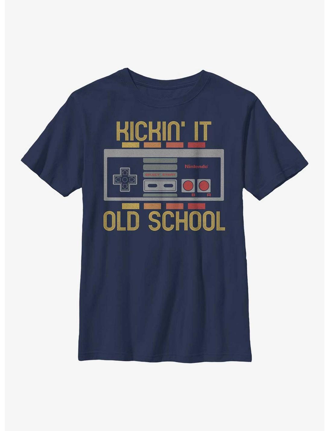 Nintendo Kickin' It Old School Youth T-Shirt, NAVY, hi-res