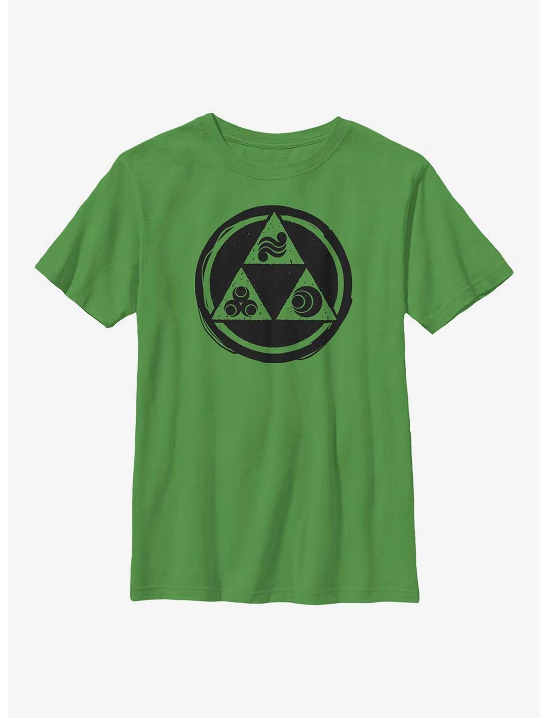The Legend of Zelda Triforce Elements Logo Youth T-Shirt, KELLY, hi-res