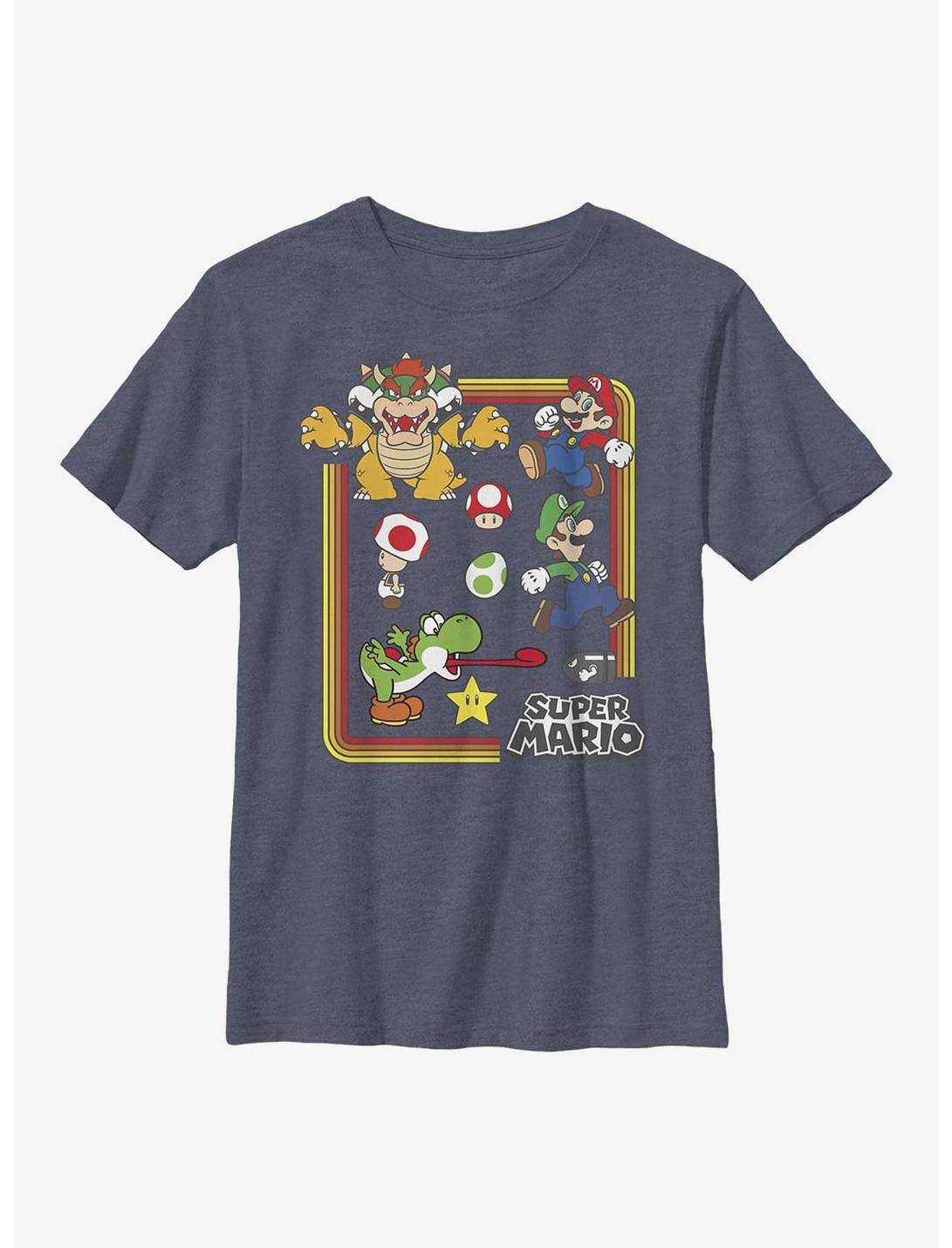 Nintendo Mario Character Group Youth T-Shirt, NAVY HTR, hi-res