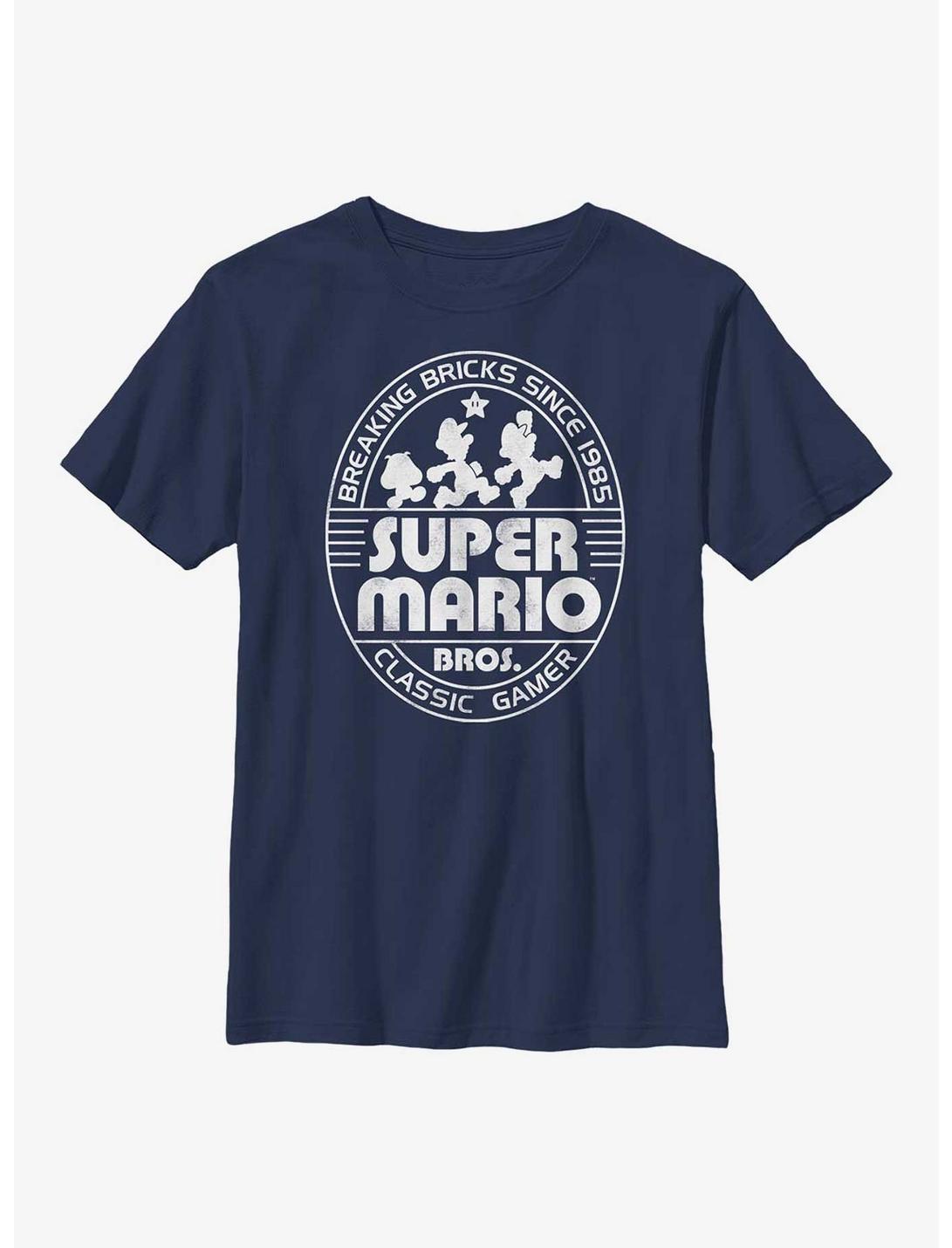 Nintendo Mario Classic Gamer Youth T-Shirt, NAVY, hi-res