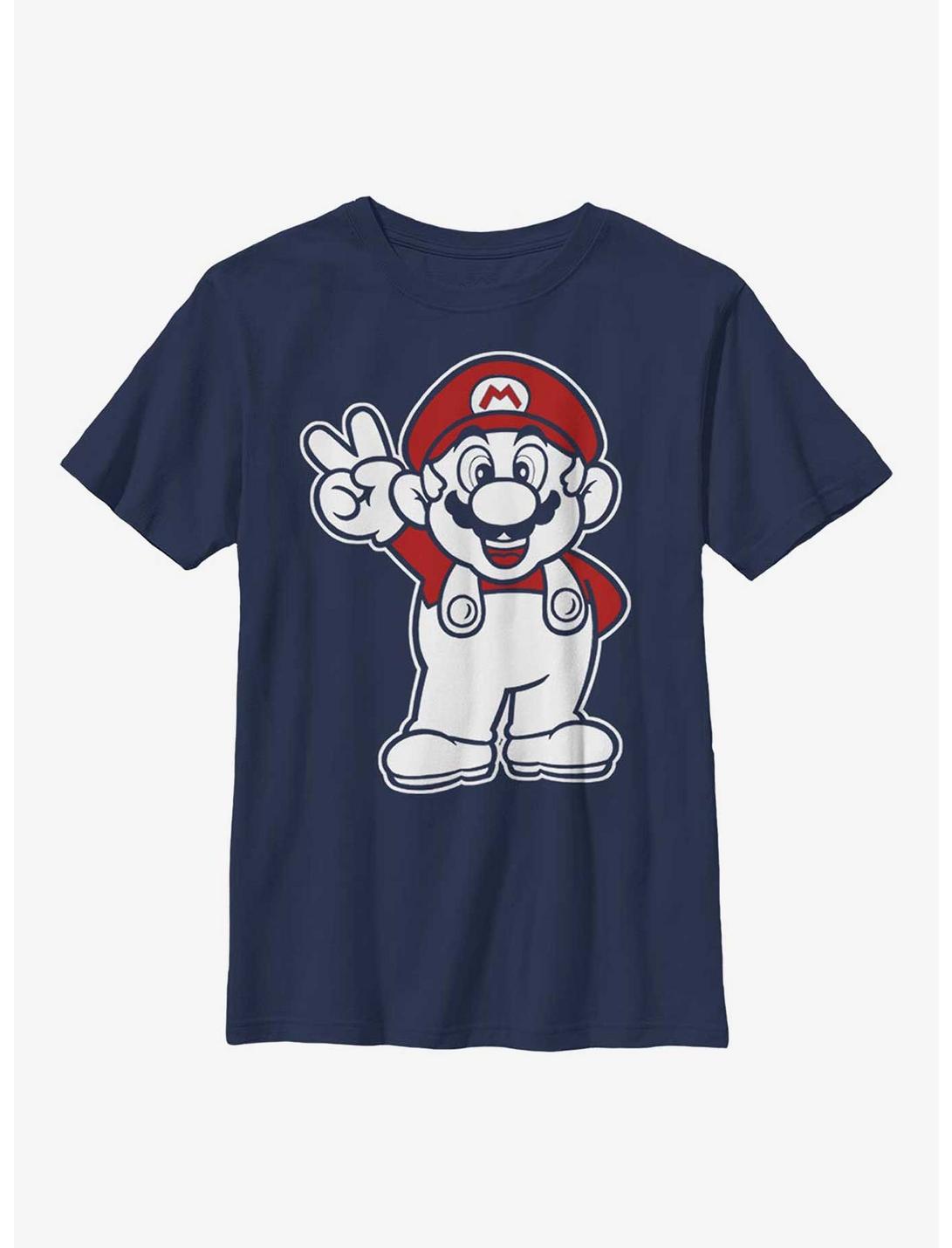 Nintendo Mario Peace Youth T-Shirt, NAVY, hi-res