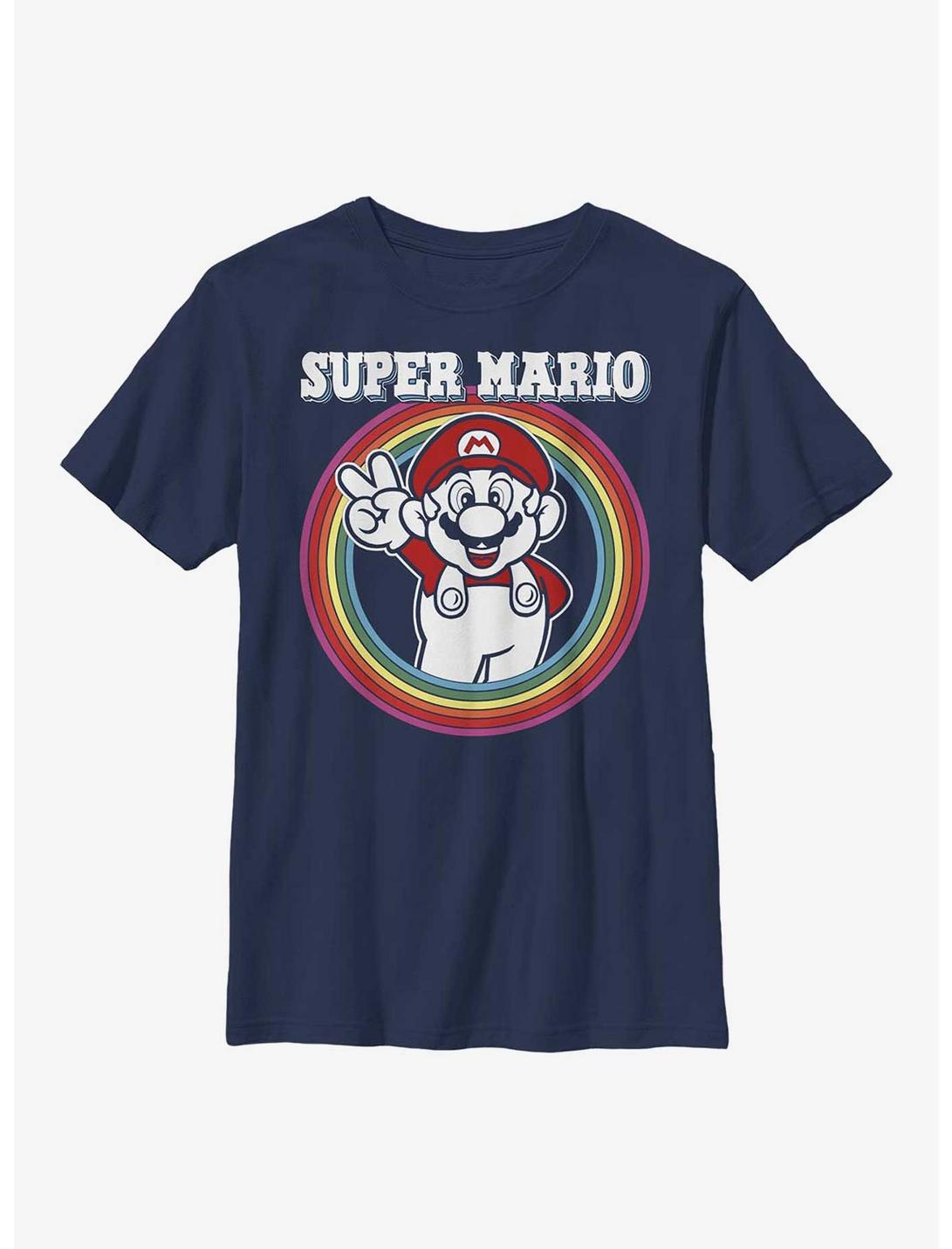 Nintendo Mario Rainbow Mario Youth T-Shirt, NAVY, hi-res