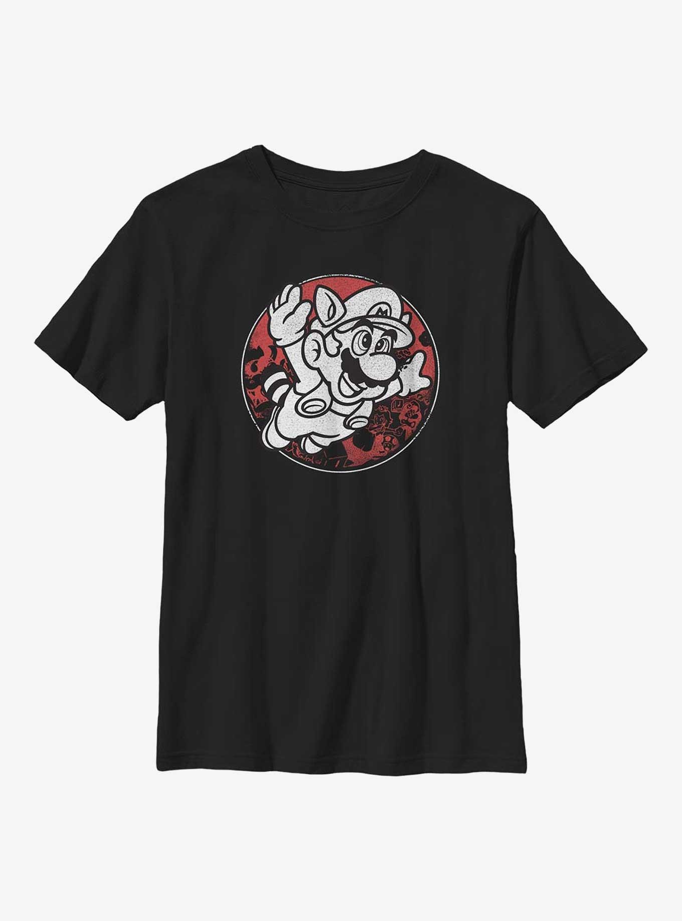 Nintendo Mario Vintage Raccoon Fly Youth T-Shirt, BLACK, hi-res
