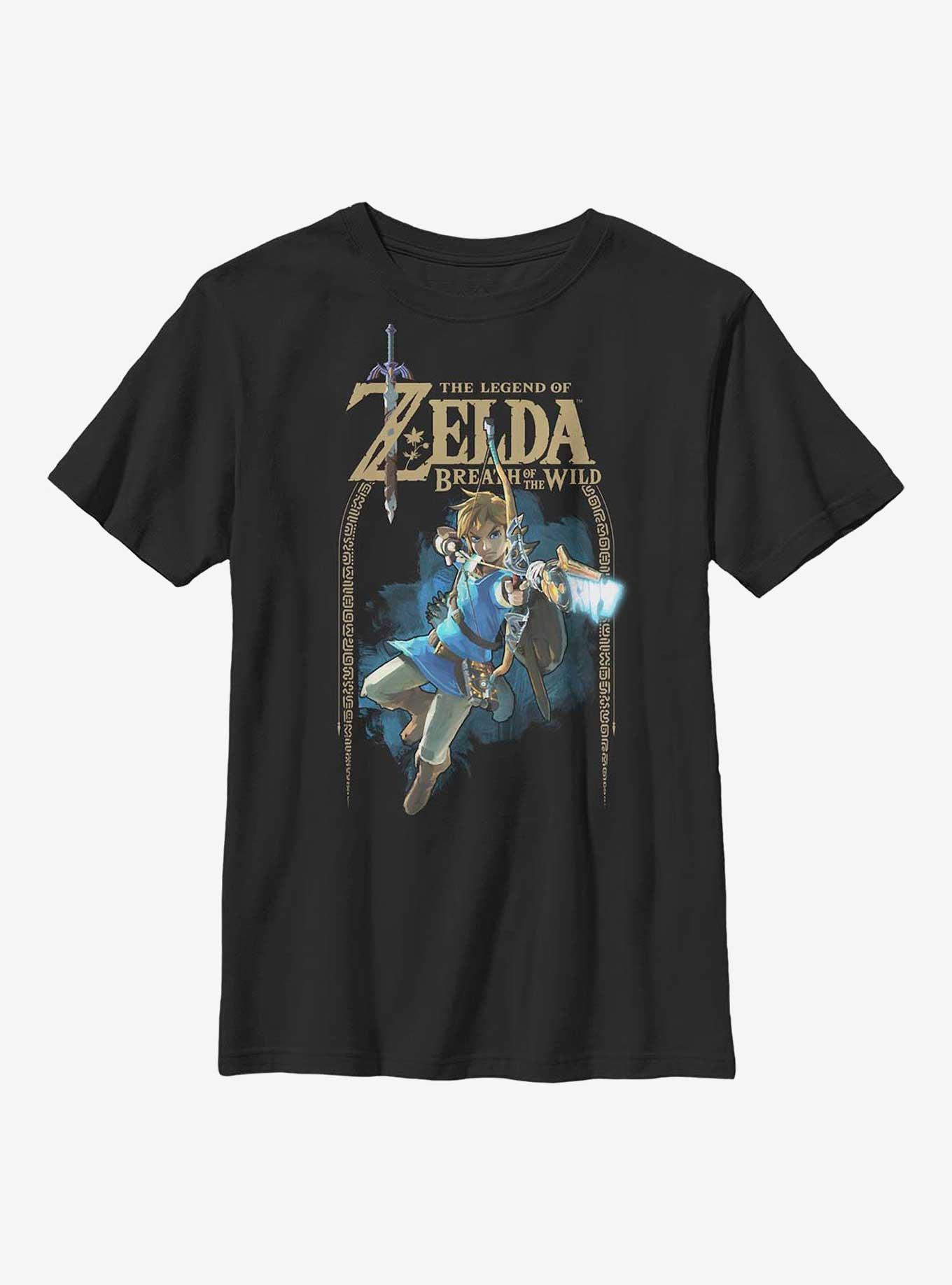 Nintendo The Legend of Zelda: Breath of the Wild Link Bow Youth T-Shirt, BLACK, hi-res