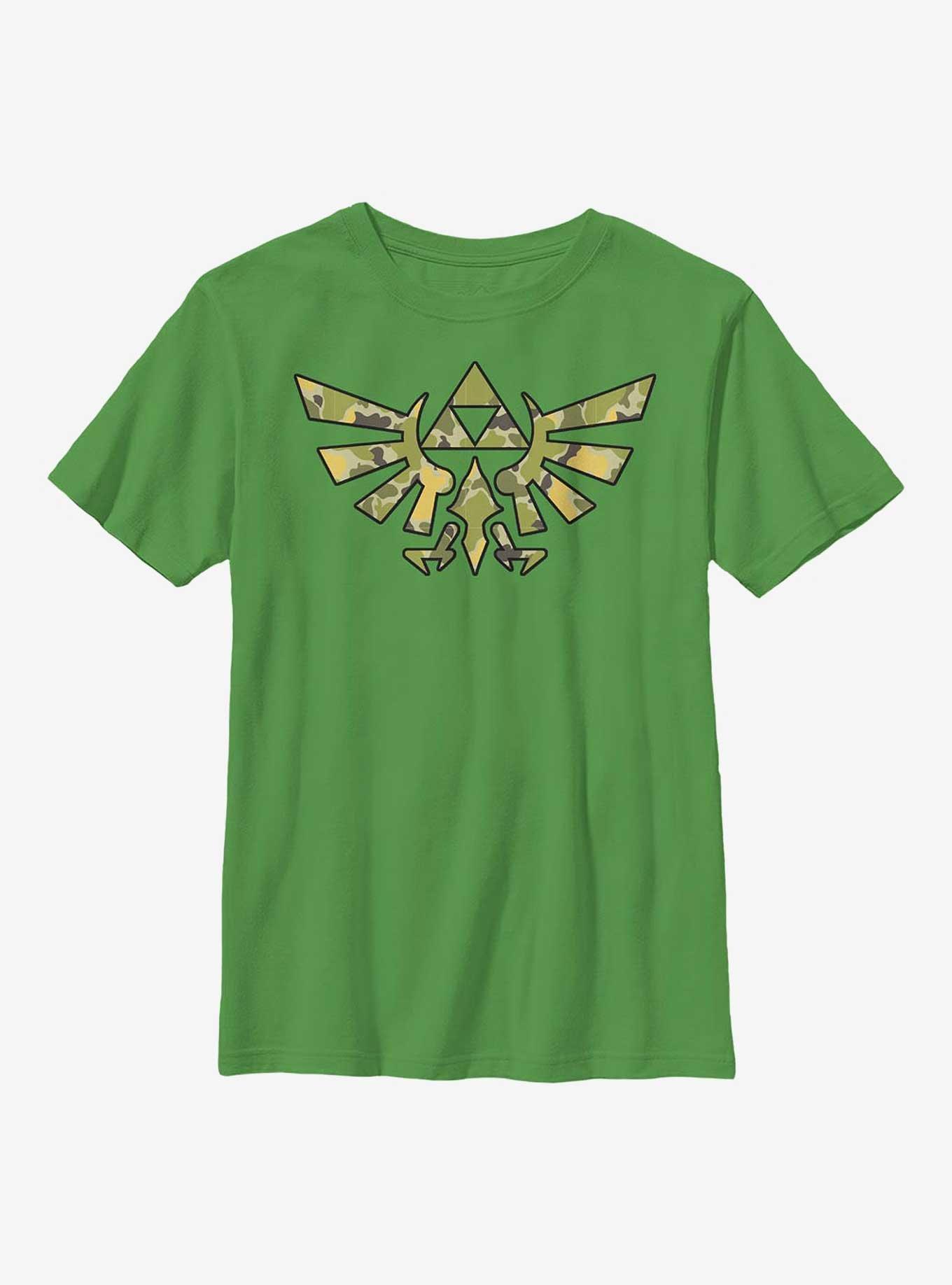The Legend of Zelda Camo Hyrule Crest Youth T-Shirt, , hi-res