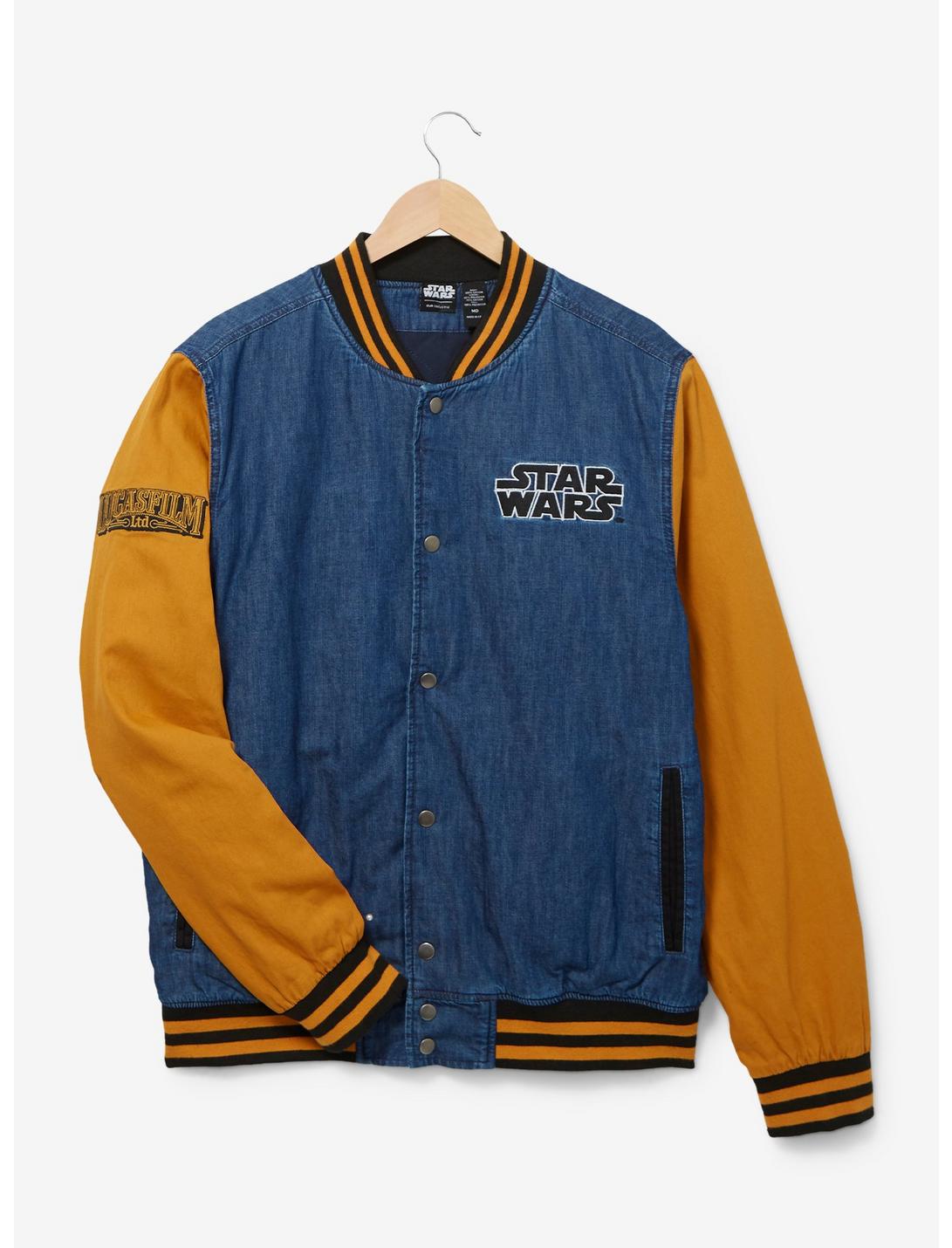 Star Wars Logo Denim Varsity Jacket - BoxLunch Exclusive, DENIM, hi-res
