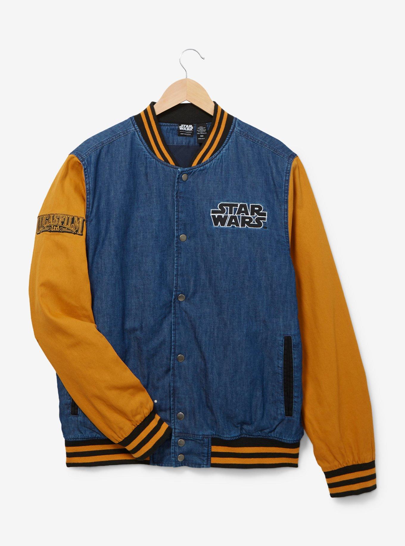 Star Wars Logo Denim Varsity Jacket - BoxLunch Exclusive, DENIM, hi-res