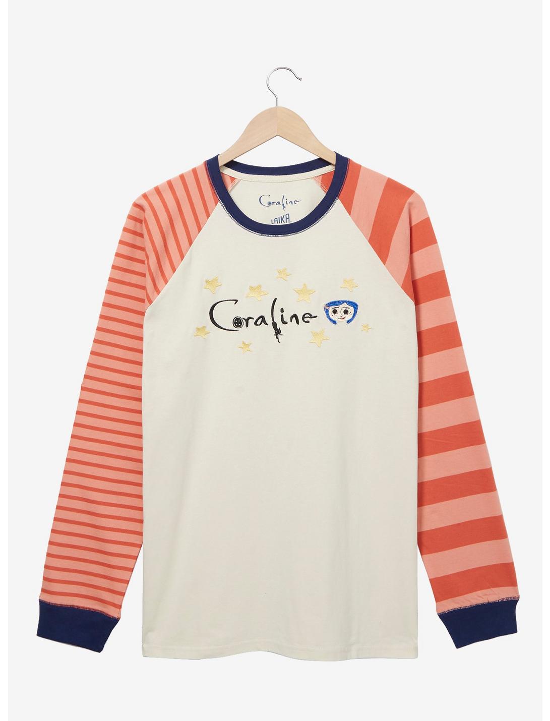 Coraline Icons Striped Long Sleeve T-Shirt - BoxLunch Exclusive, BEIGE, hi-res